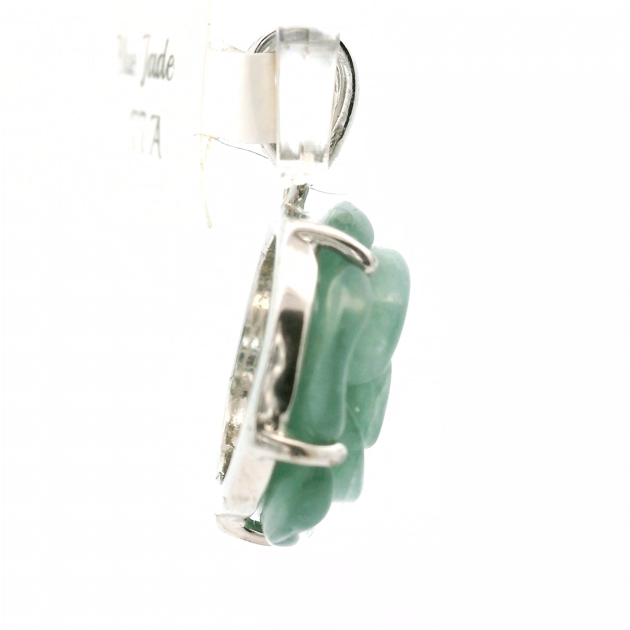 Blue Jade Carved Rose Pendants .925 Silver for Abundance, Good Luck, Joy and Protection