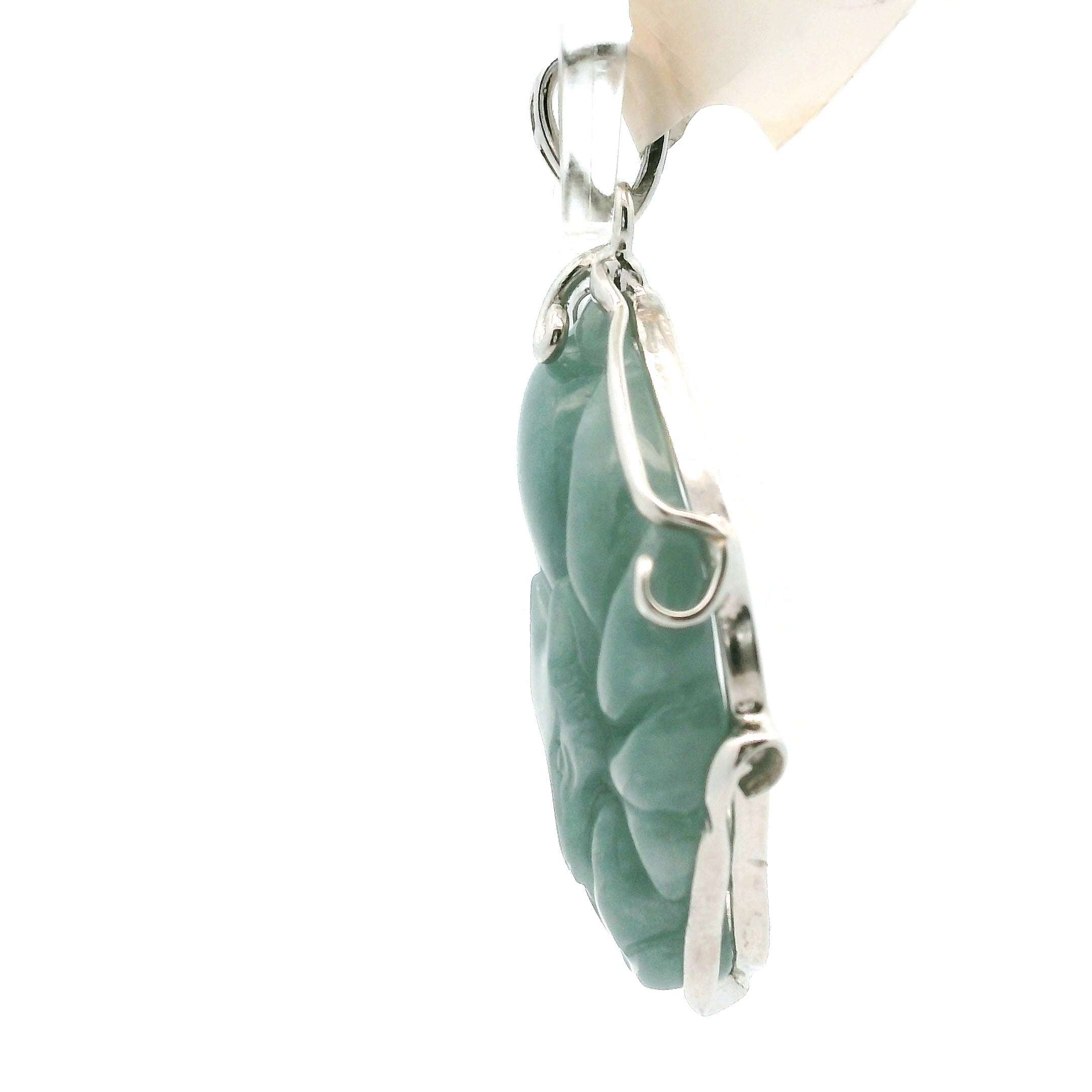 Blue Jade Carved Nine-Tails Pendant .925 Silver for Abundance, Good Luck, Joy and Protection (Copy)
