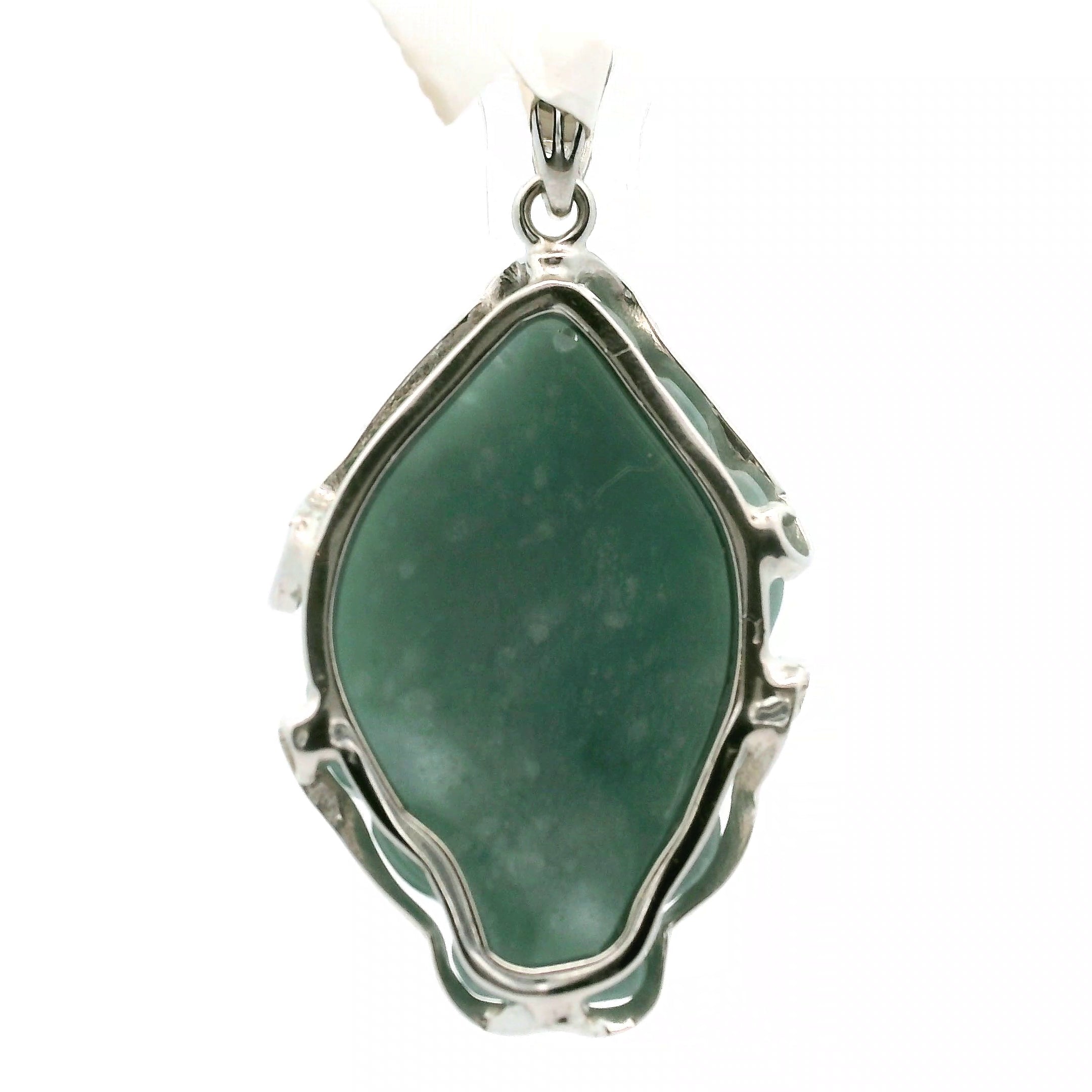 Blue Jade Carved Nine-Tails Pendant .925 Silver for Abundance, Good Luck, Joy and Protection (Copy)
