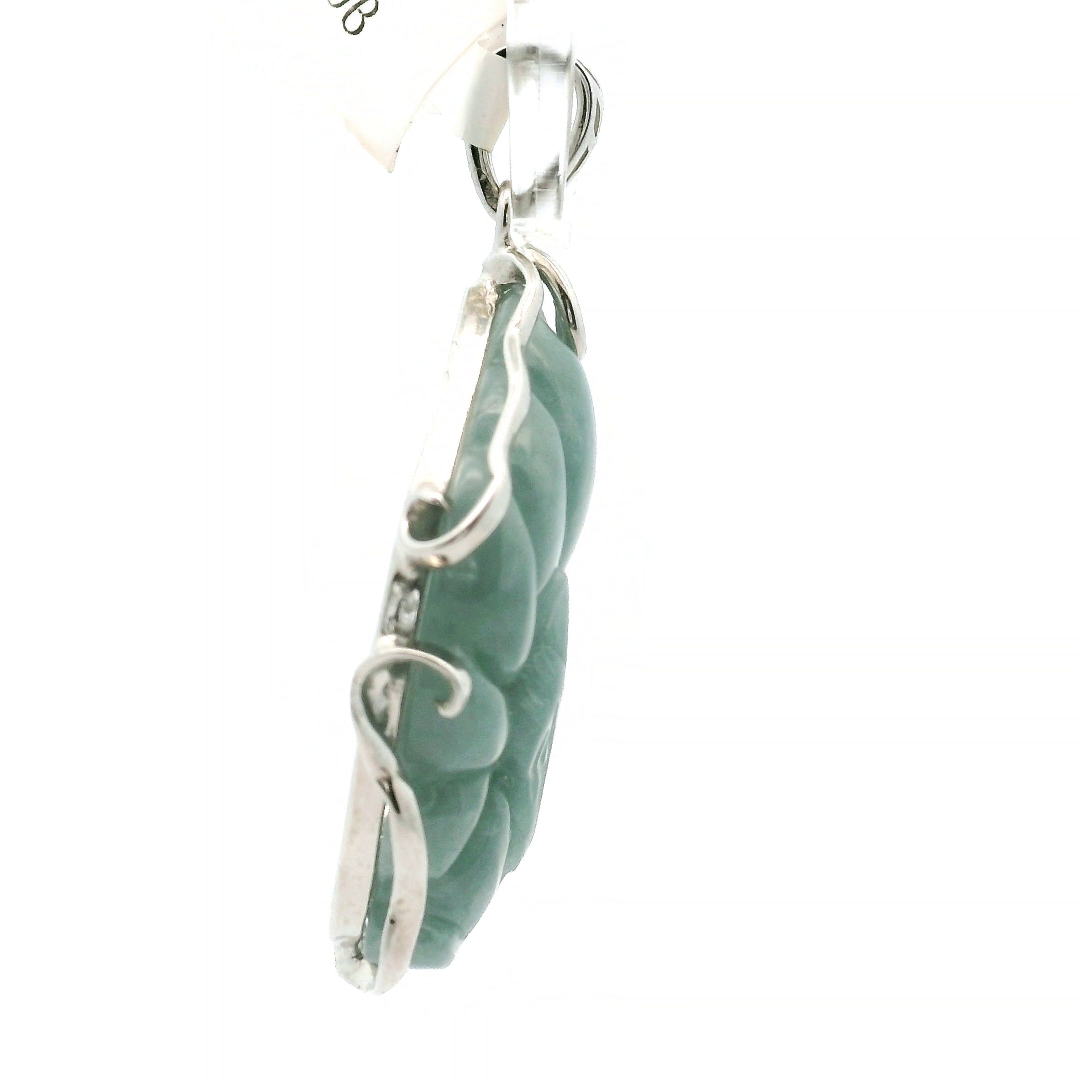 Blue Jade Carved Nine-Tails Pendant .925 Silver for Abundance, Good Luck, Joy and Protection (Copy)
