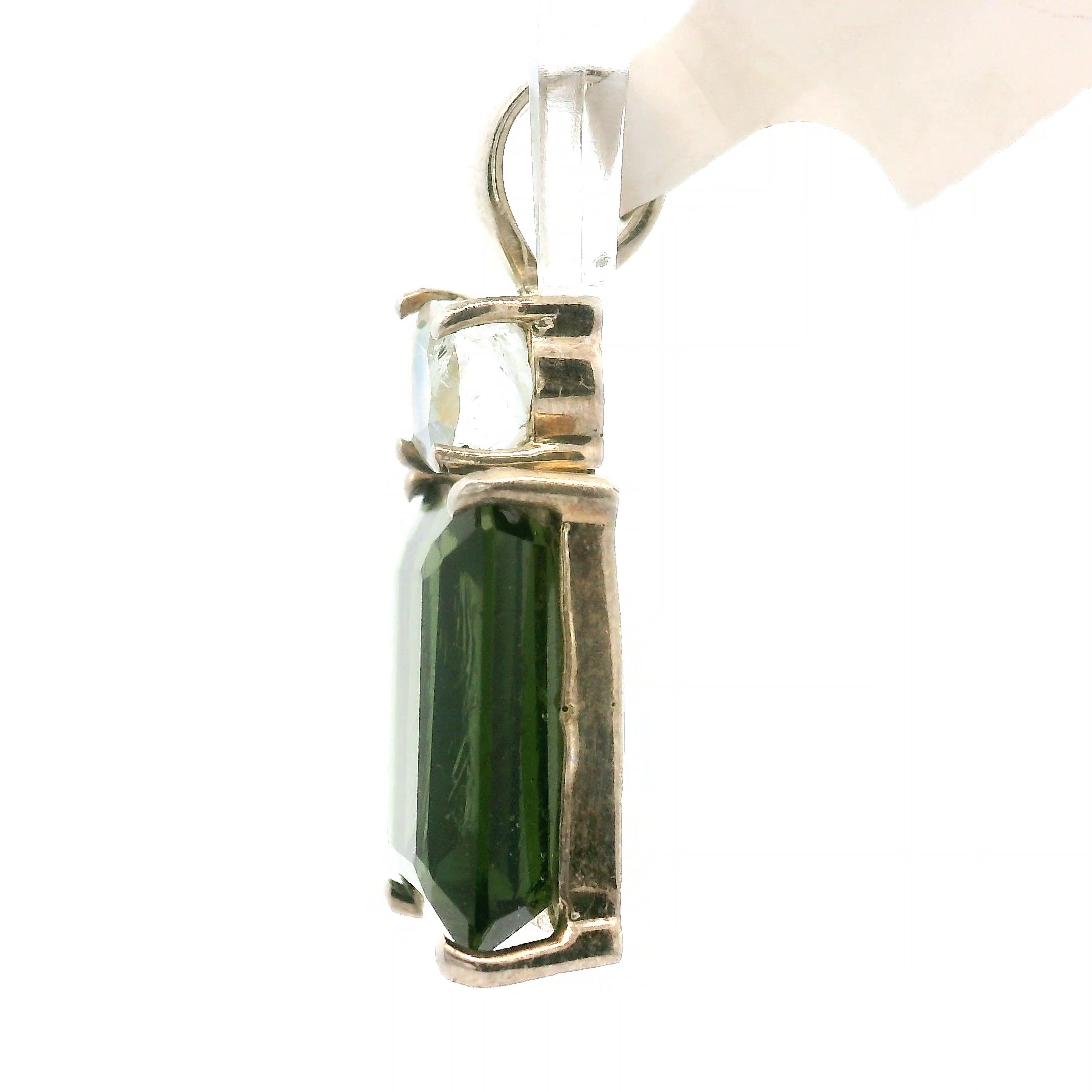 Moldavite Faceted .925 Silver for Manifesting Miracles