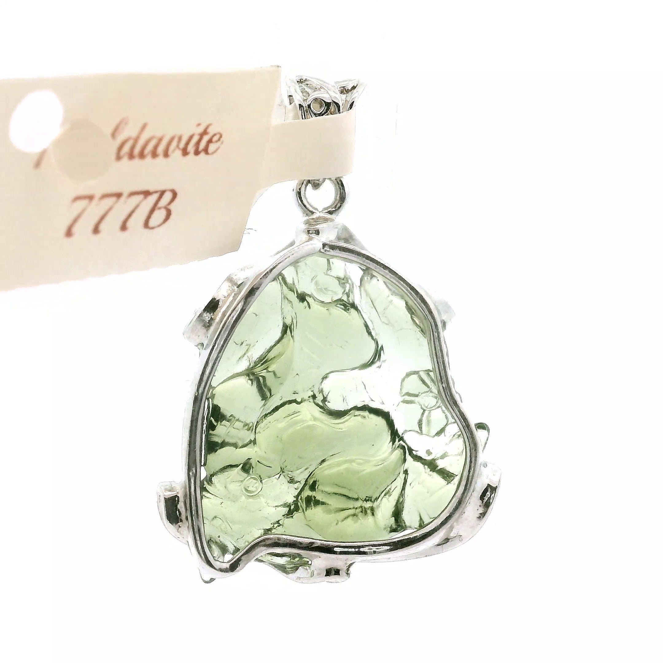 Moldavite Carved .925 Silver for Manifesting Miracles