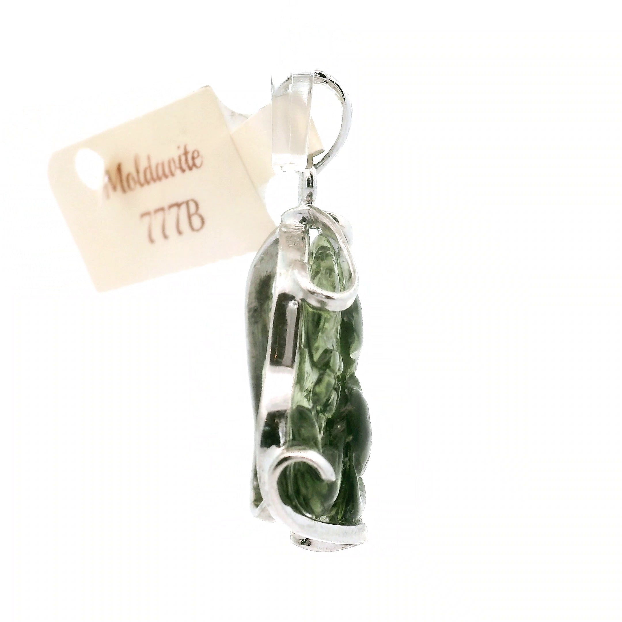 Moldavite Carved .925 Silver for Manifesting Miracles