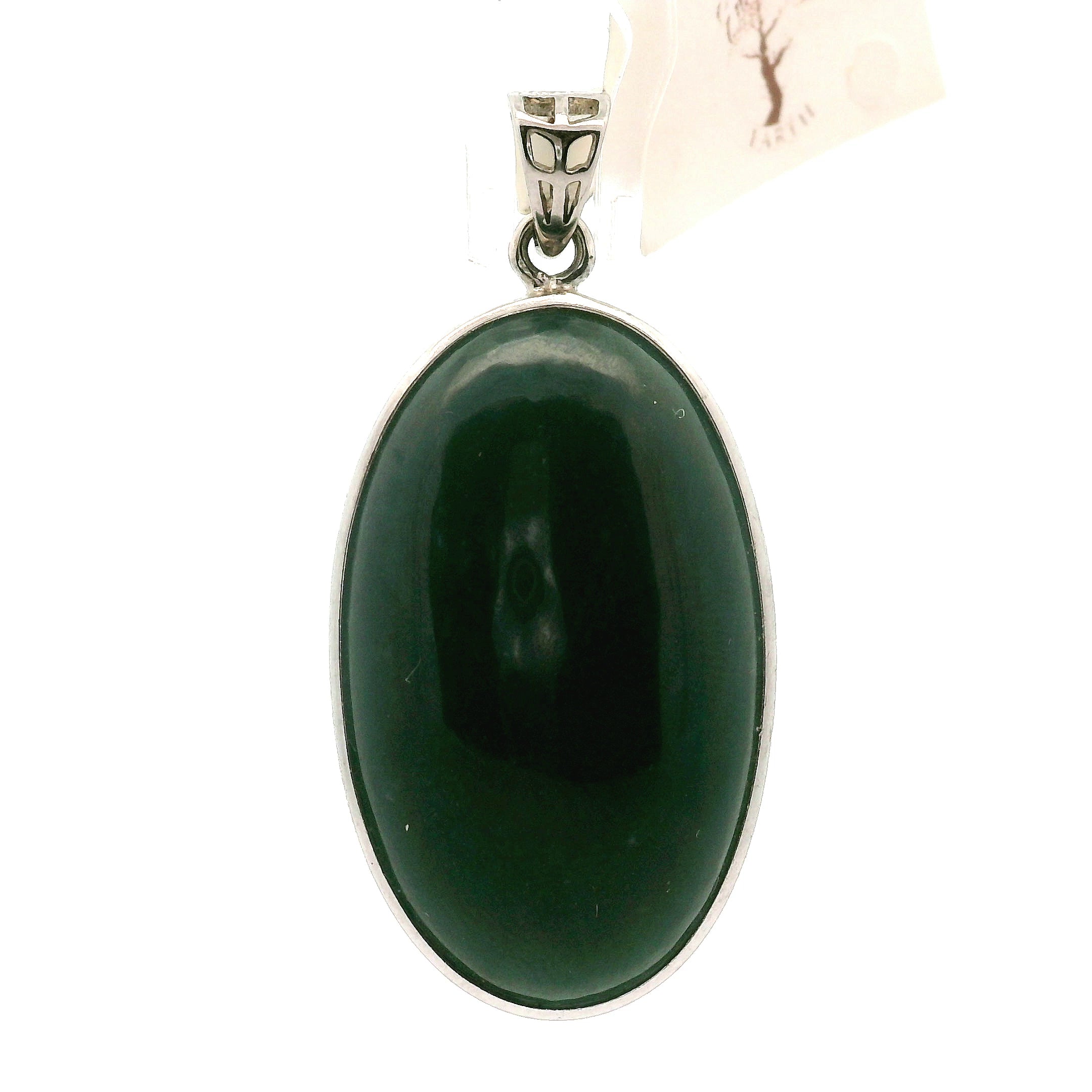 Guatemalan Blue Jadeite Pendant .925 Silver for Spiritual Awareness, Prosperity and Protection