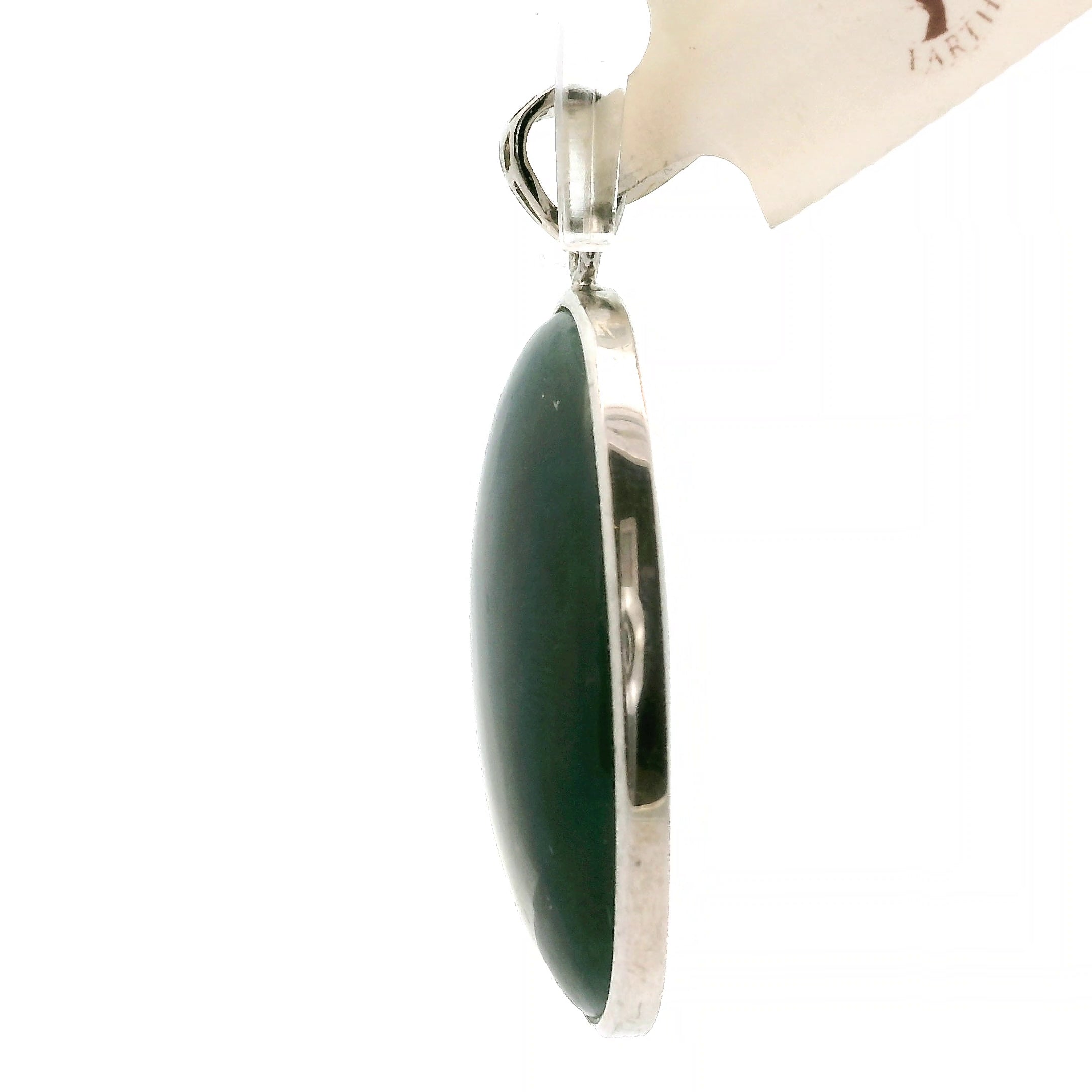 Guatemalan Blue Jadeite Pendant .925 Silver for Spiritual Awareness, Prosperity and Protection