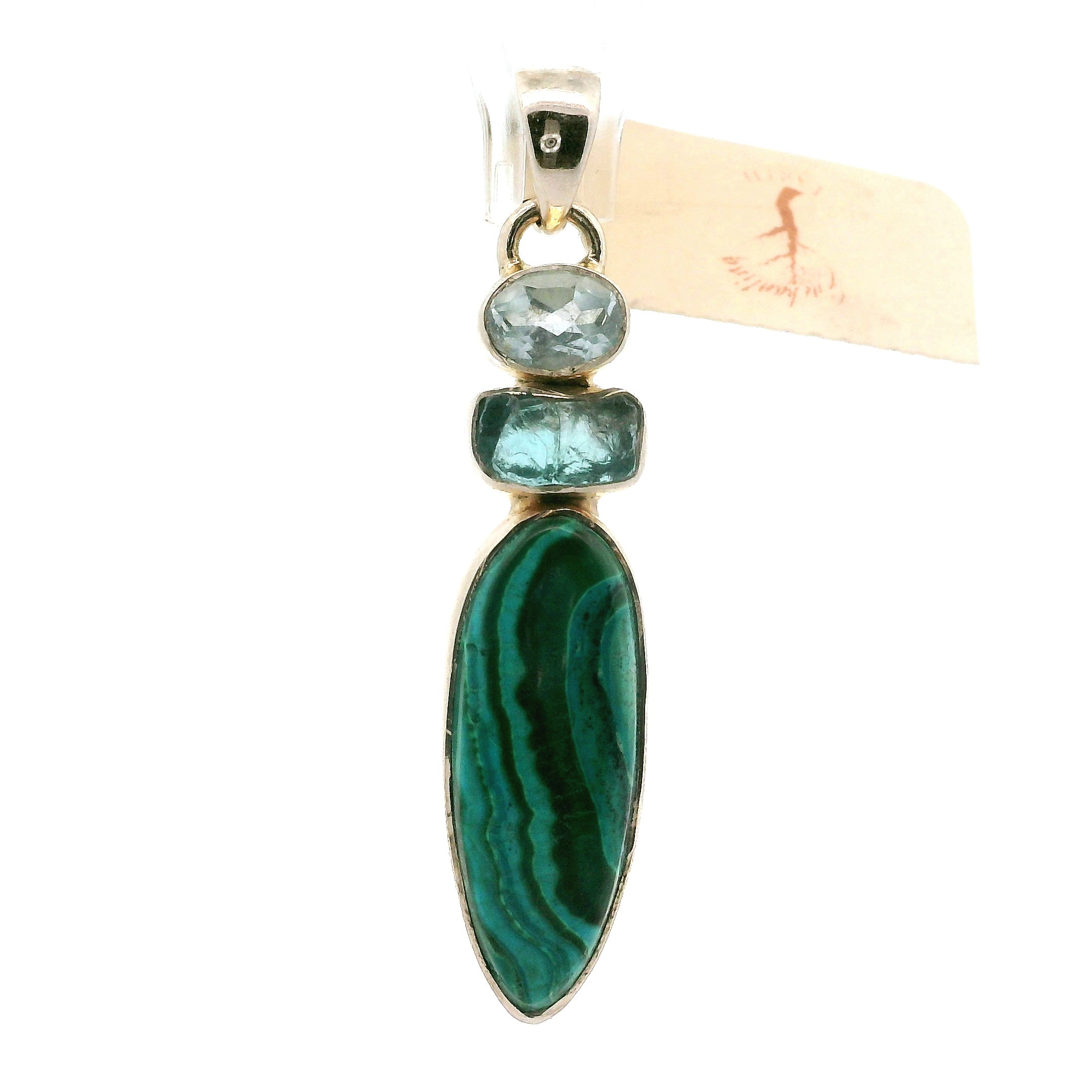 Malachite Multi-Stone Pendants .925 Silver for Abundance, Luck and Transformation