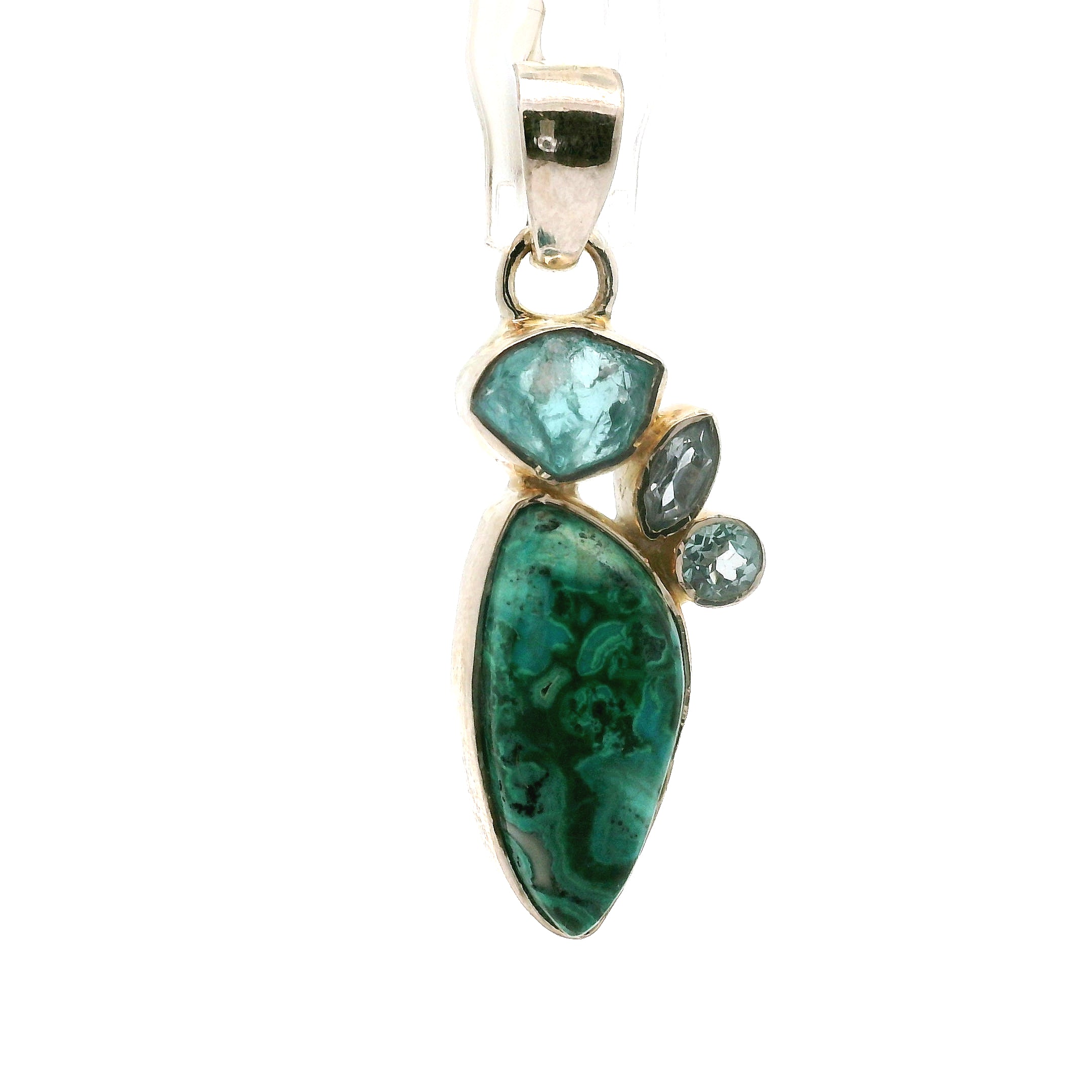 Malachite Multi-Stone Pendants .925 Silver for Abundance, Luck and Transformation