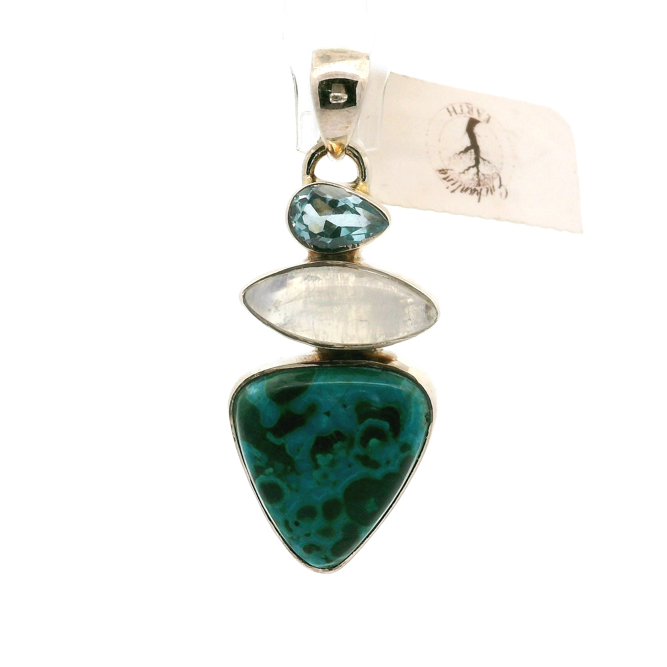 Malachite Multi-Stone Pendants .925 Silver for Abundance, Luck and Transformation