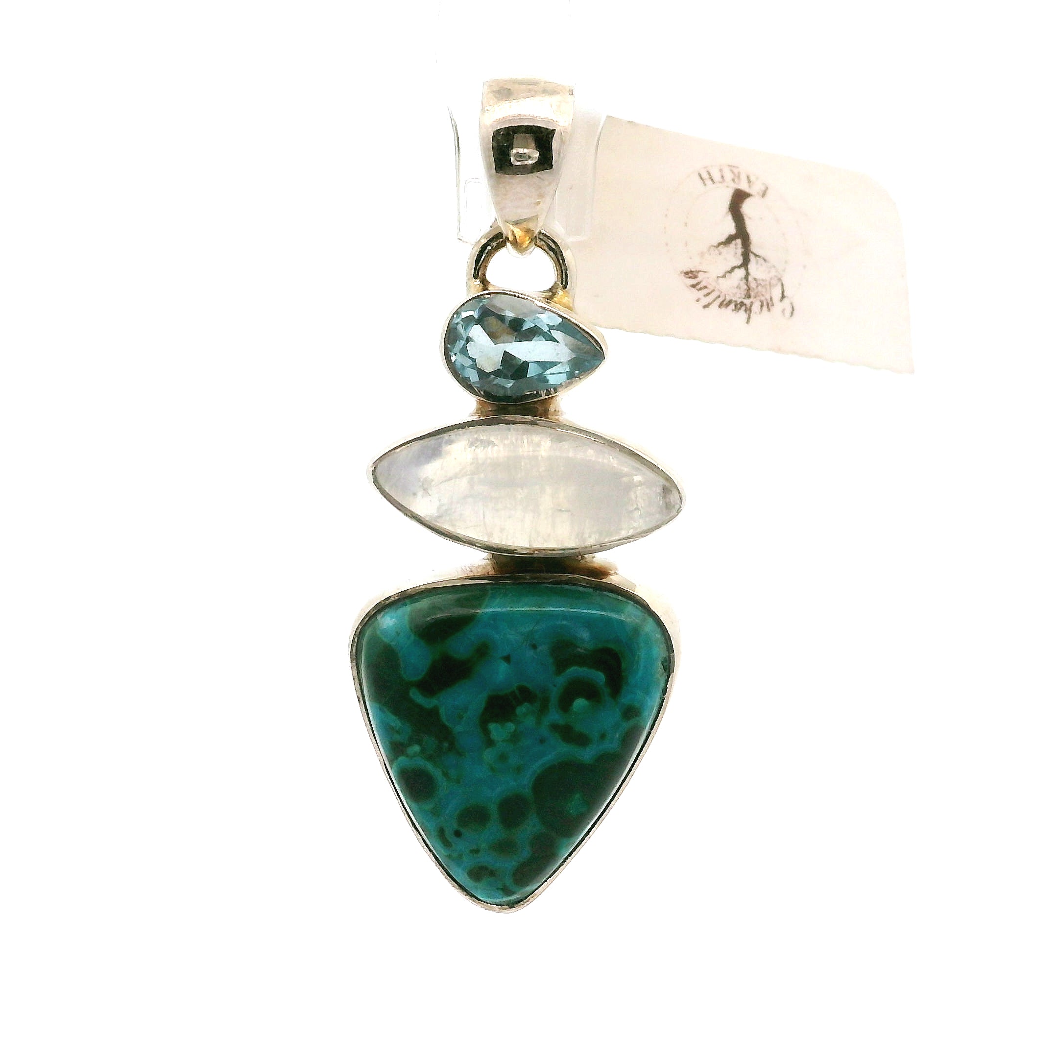Malachite Multi-Stone Pendants .925 Silver for Abundance, Luck and Transformation