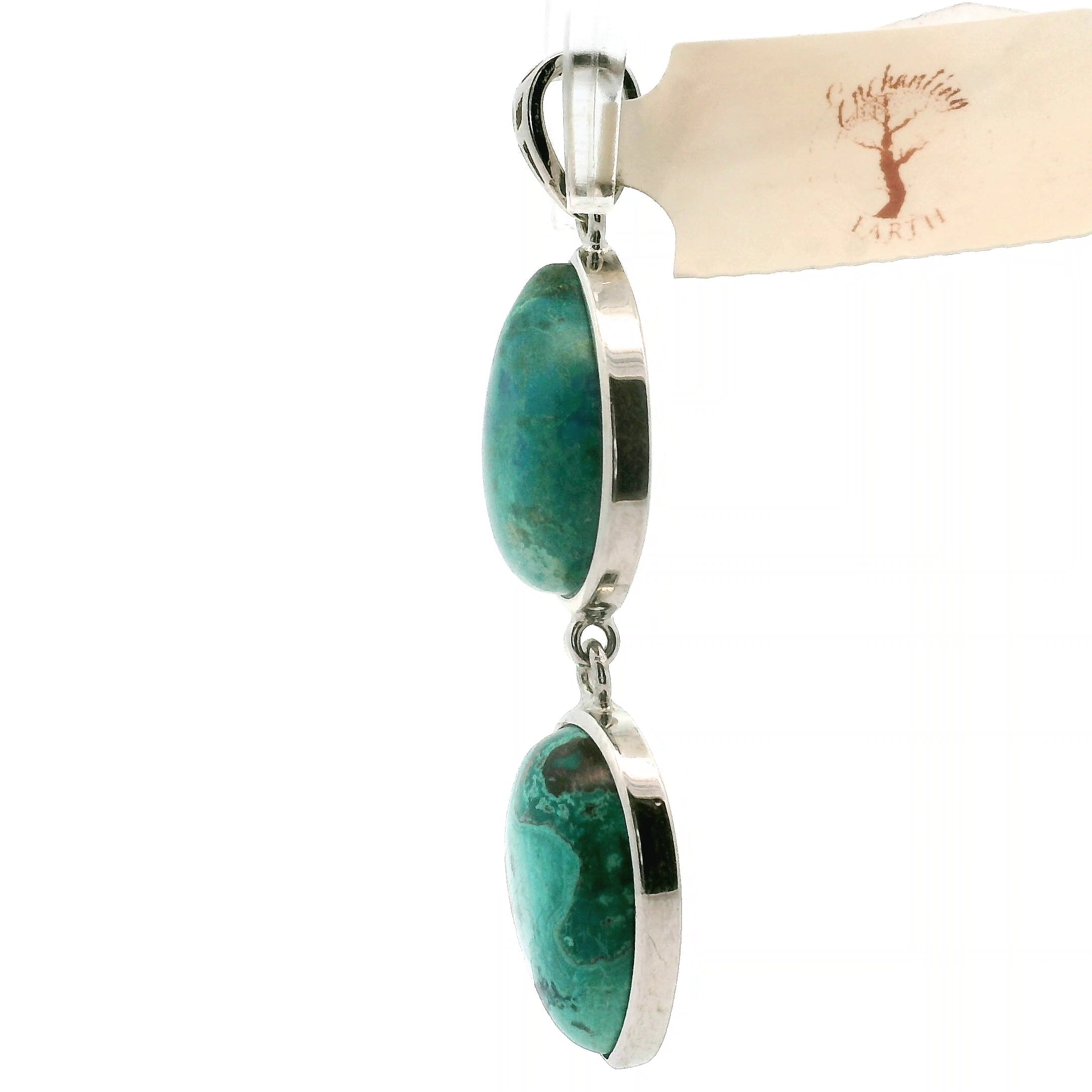 Shattuckite Double-Stone Pendant .925 Silver for Truthful Communication and Soul-Level Healing