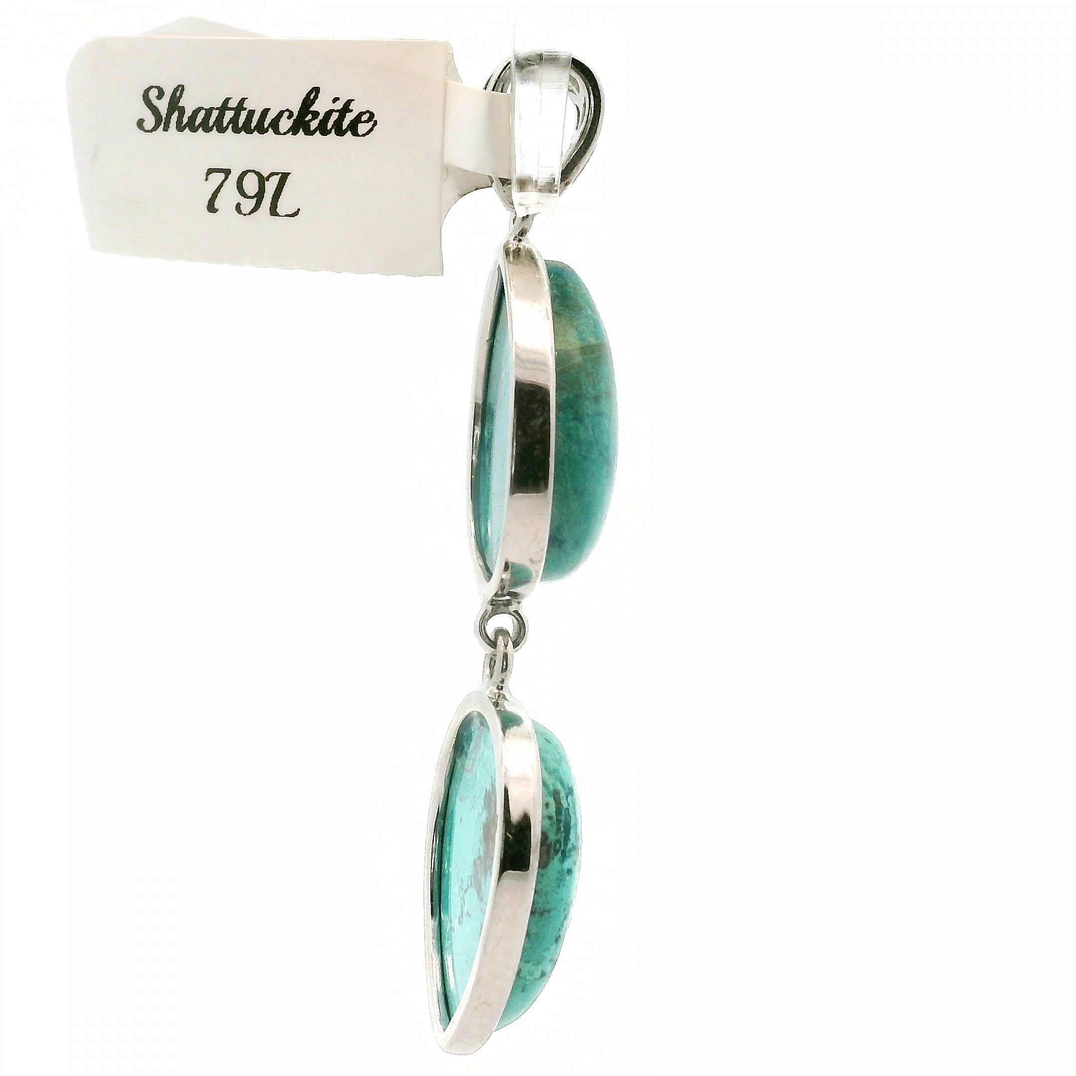Shattuckite Double-Stone Pendant .925 Silver for Truthful Communication and Soul-Level Healing