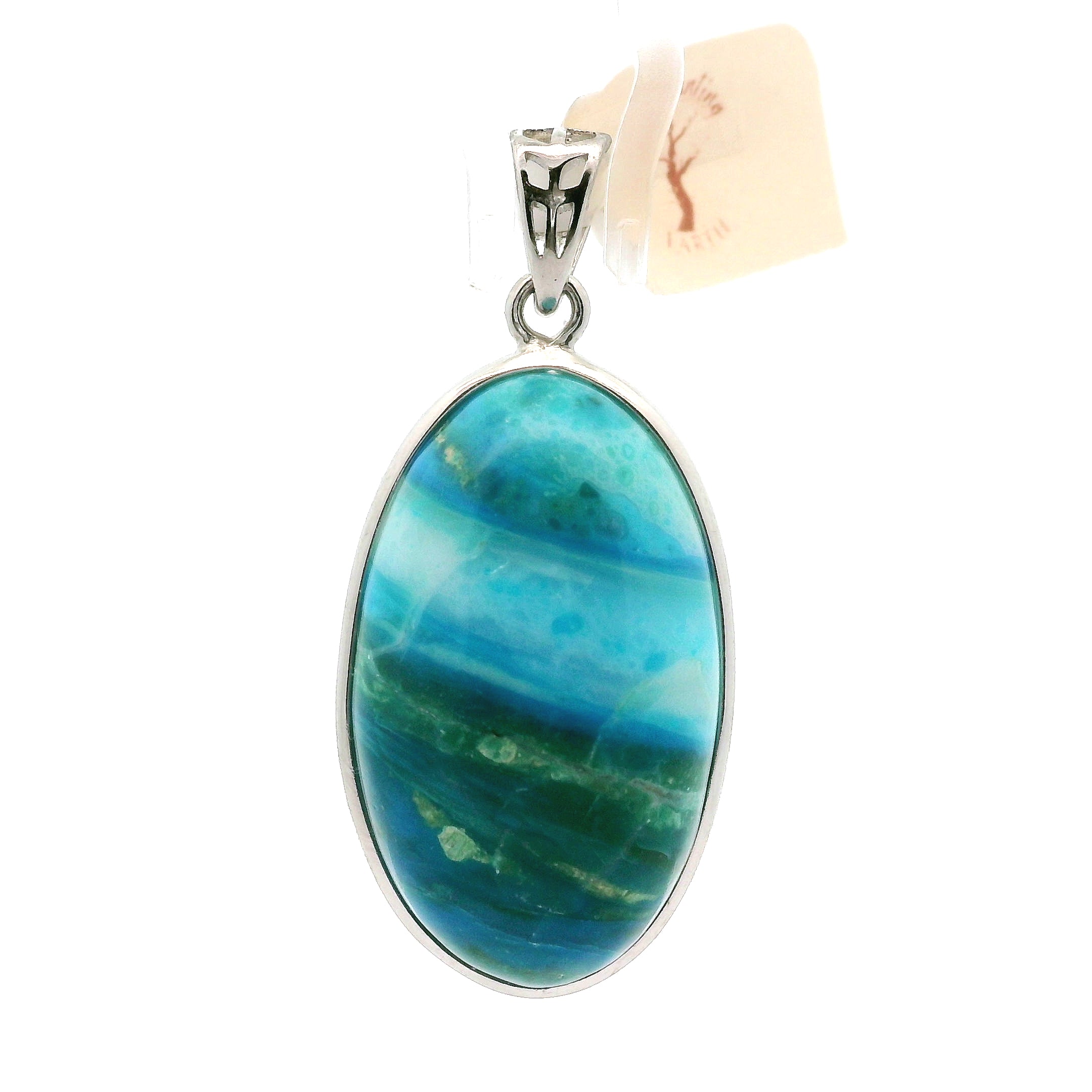 Blue Opal Pendant .925 Silver for Encouraging Surrender to the Divine Will
