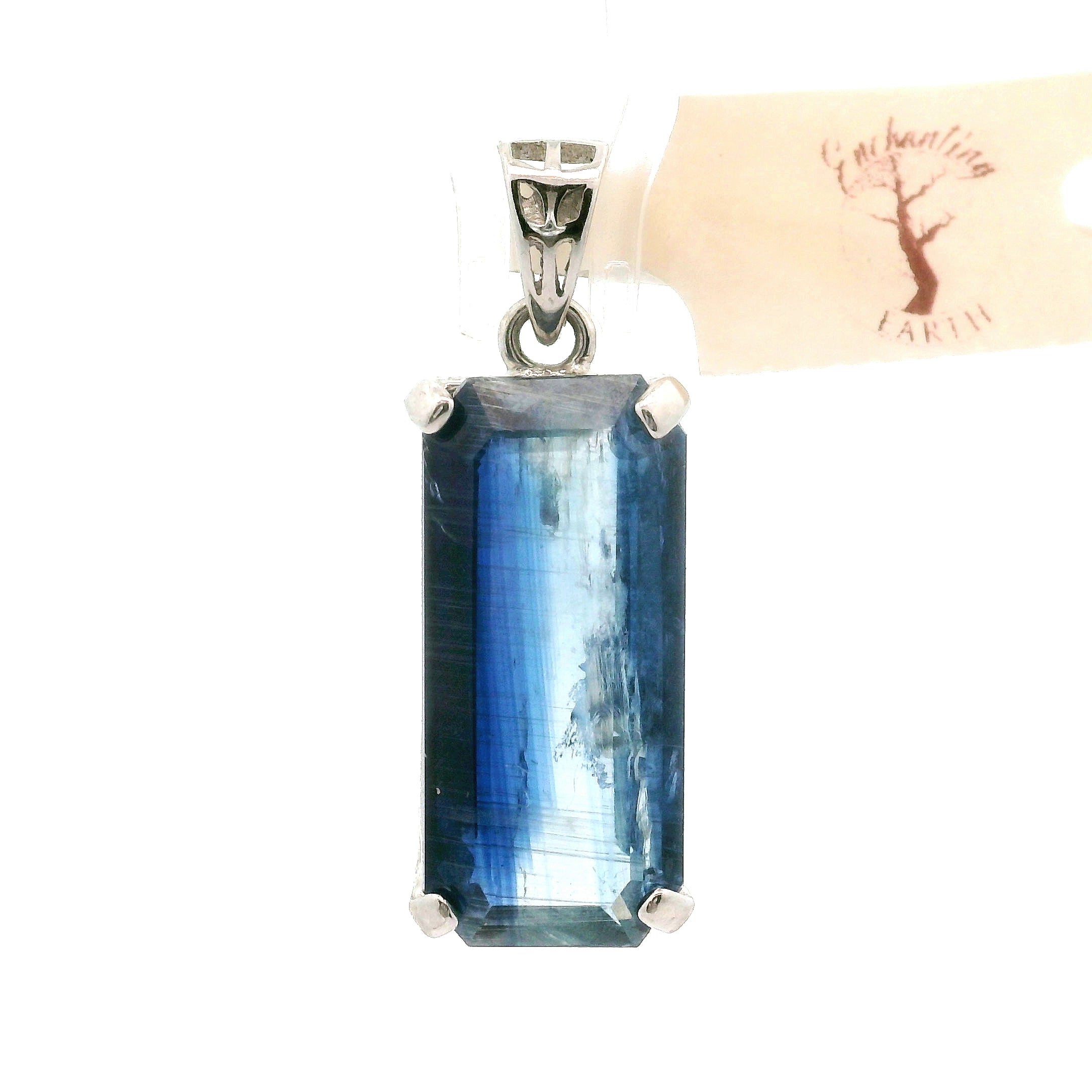 Deep Blue Kyanite Faceted Pendant .925 Silver for Healing Work, High Intuition and Releasing Addiction