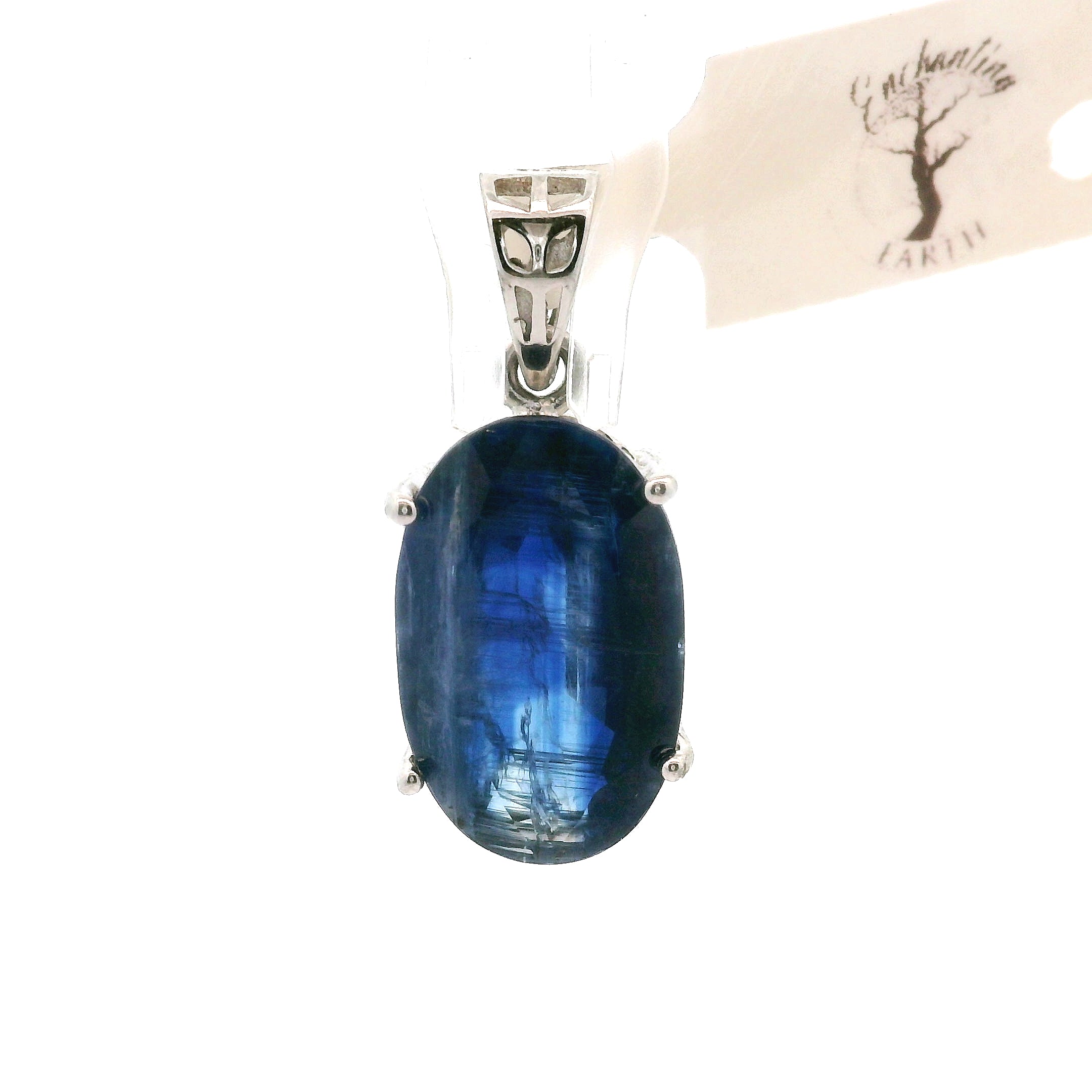 Deep Blue Kyanite Faceted Pendant .925 Silver for Healing Work, High Intuition and Releasing Addiction