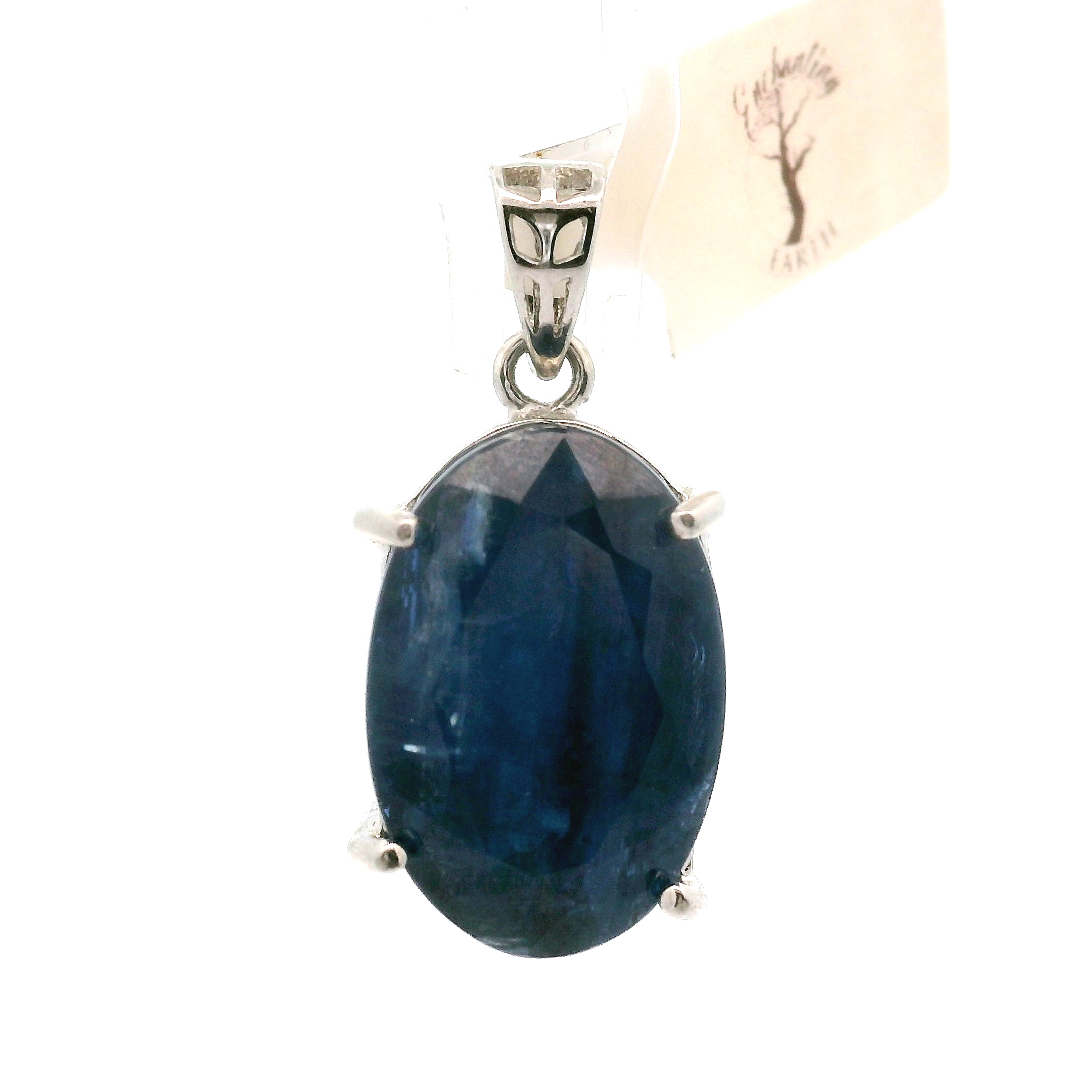 Deep Blue Kyanite Faceted Pendant .925 Silver for Healing Work, High Intuition and Releasing Addiction