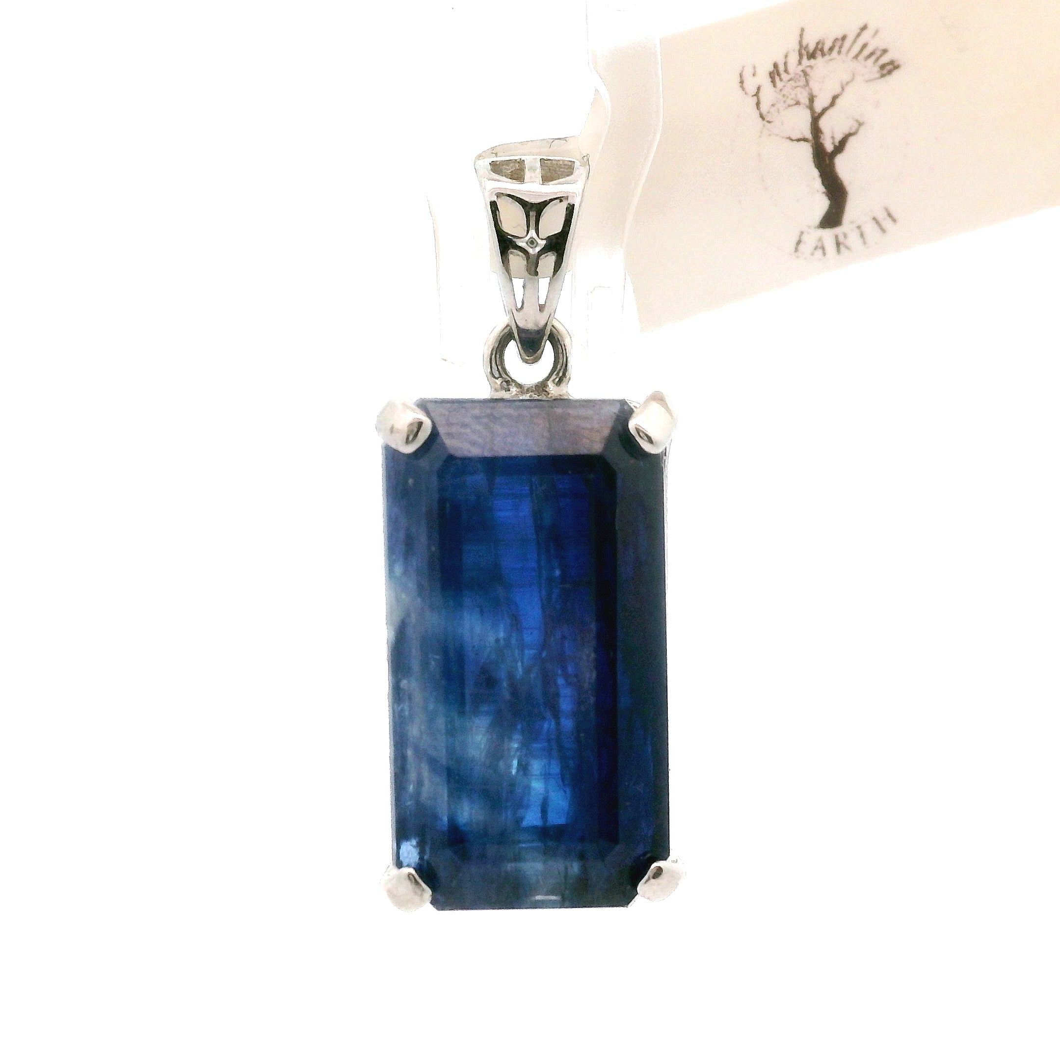 Deep Blue Kyanite Faceted Pendant .925 Silver for Healing Work, High Intuition and Releasing Addiction