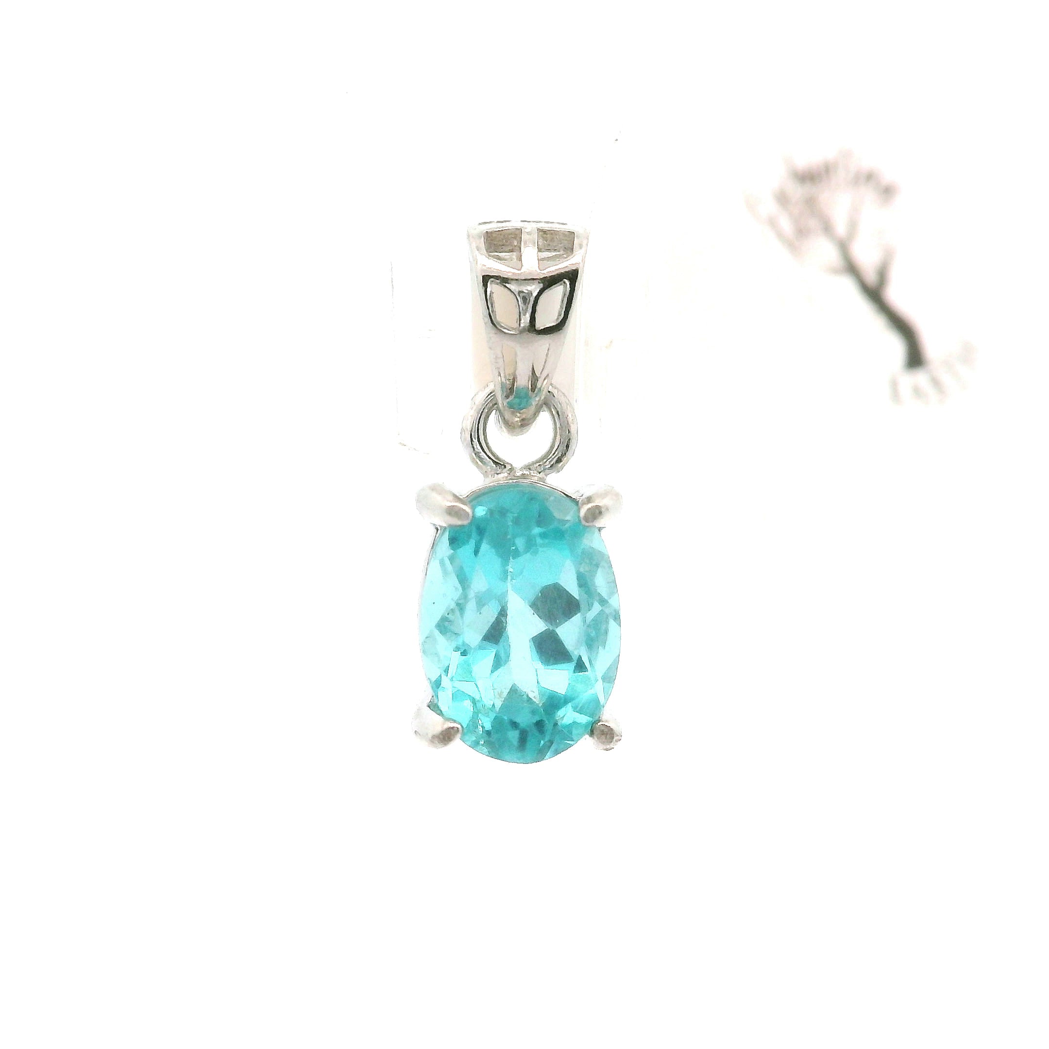 Blue Apatite Mini Pendant .925 Silver for Overall Health and Wellness