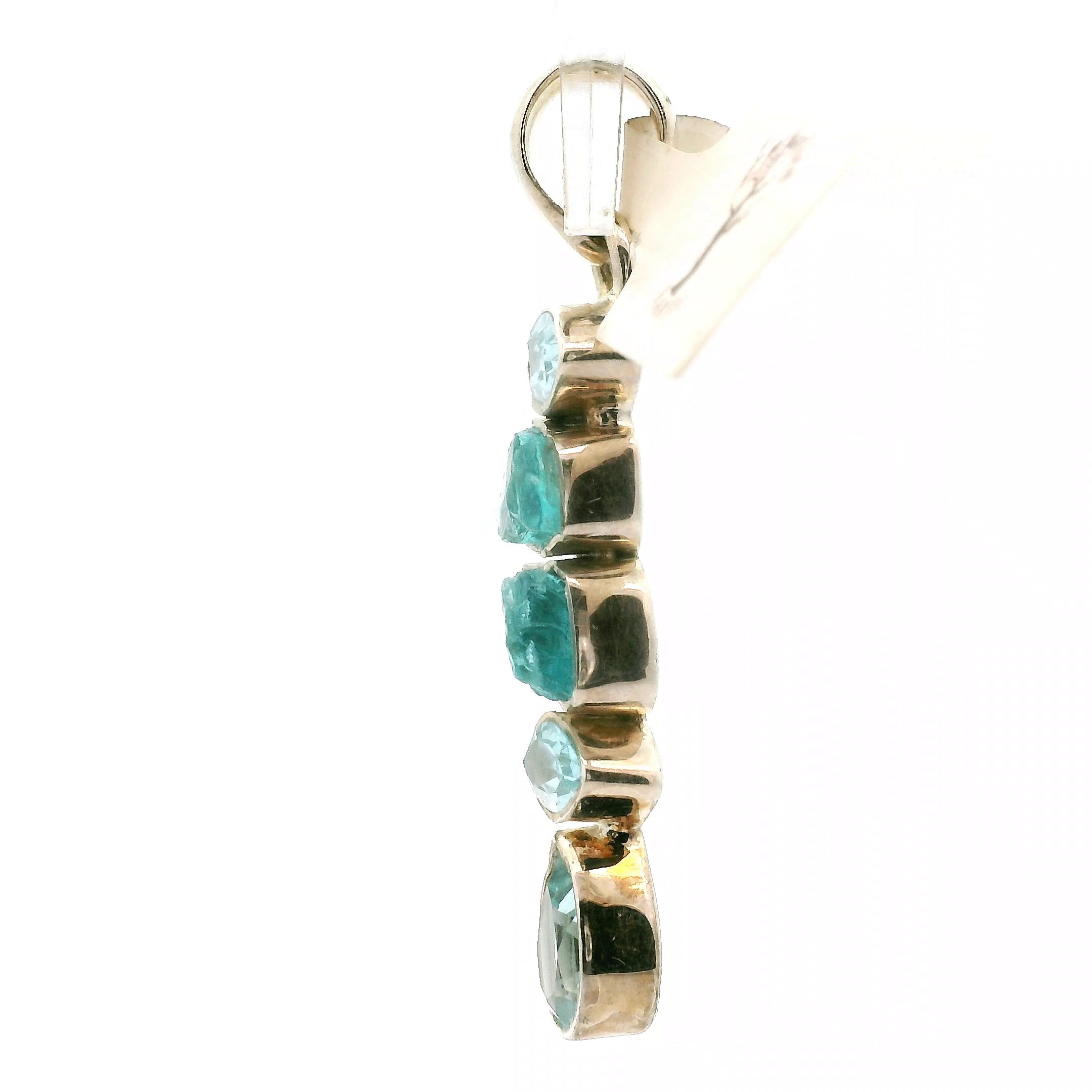 Blue Apatite Multi-Stone Pendant .925 Silver for Overall Health and Wellness