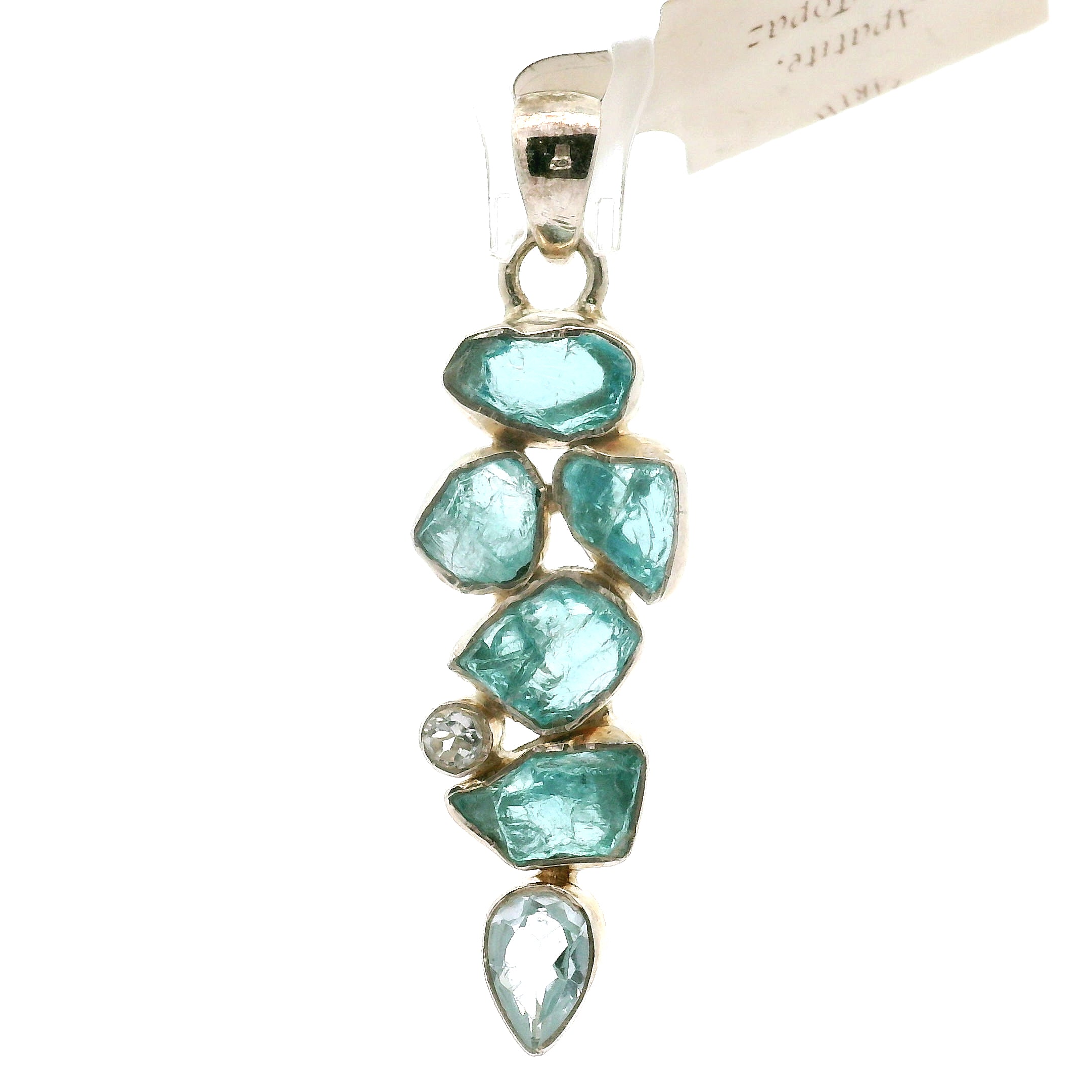 Blue Apatite Multi-Stone Pendant .925 Silver for Overall Health and Wellness