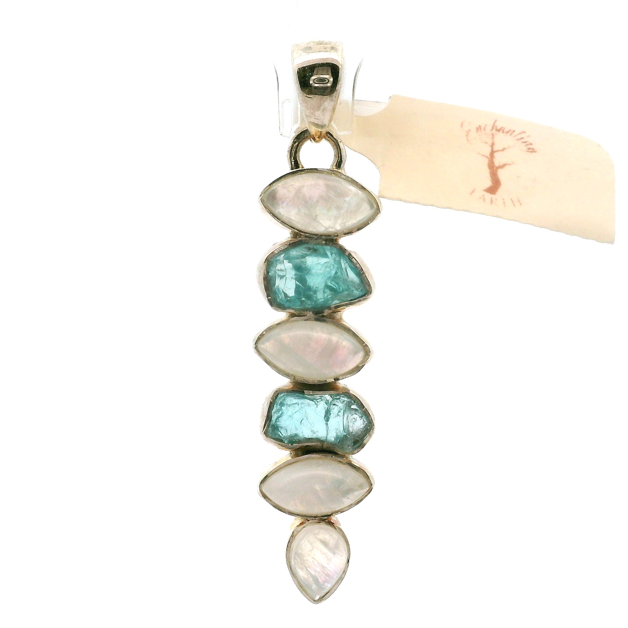Blue Apatite Multi-Stone Pendant .925 Silver for Overall Health and Wellness