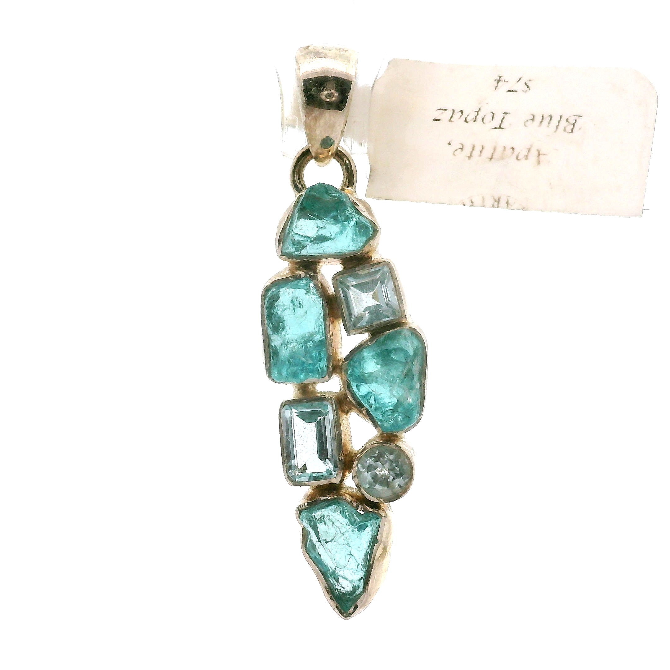 Blue Apatite Multi-Stone Pendant .925 Silver for Overall Health and Wellness