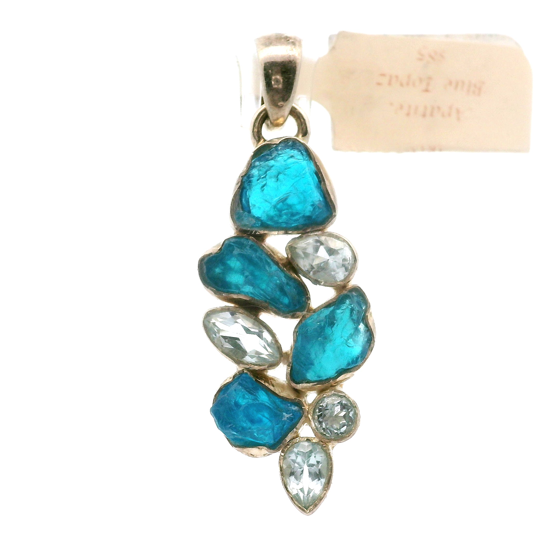 Blue Apatite Multi-Stone Pendant .925 Silver for Overall Health and Wellness