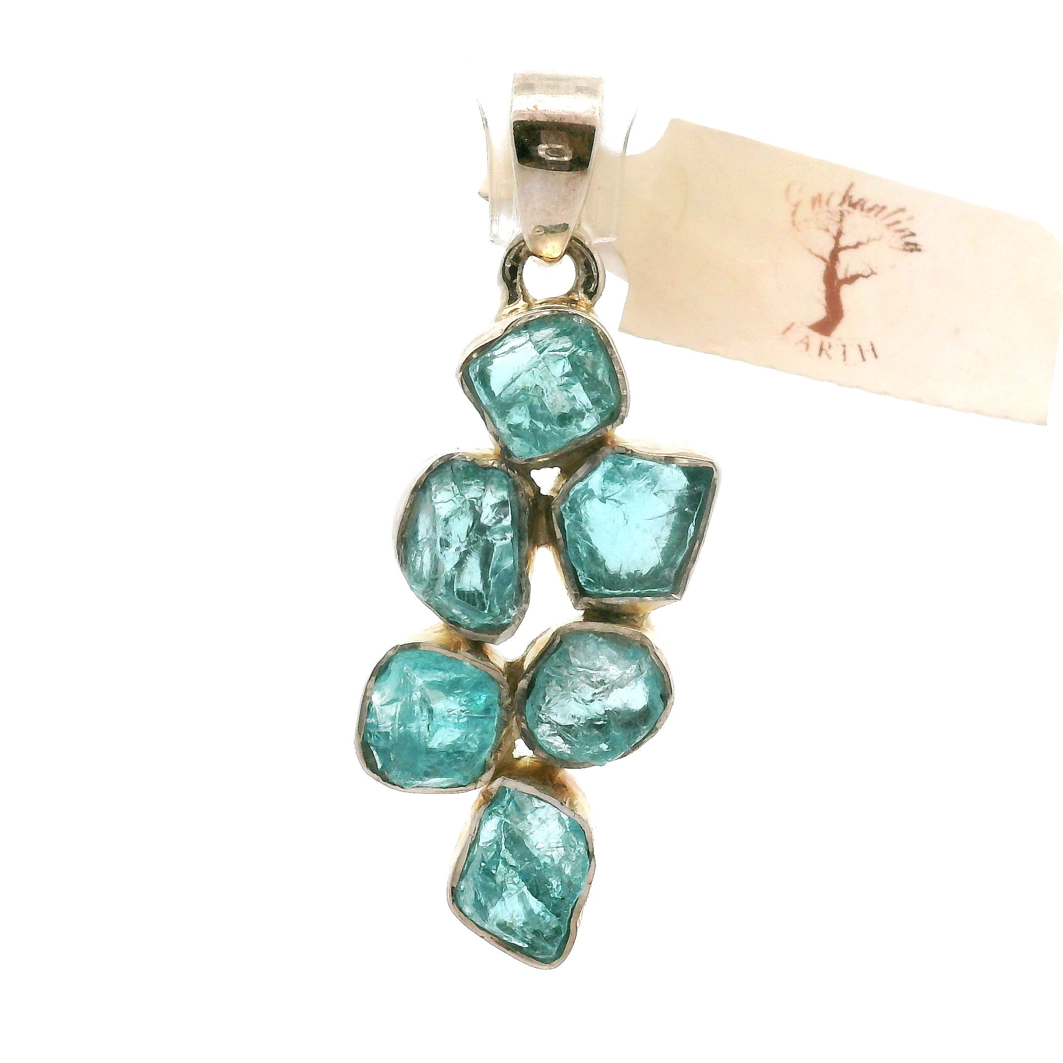 Blue Apatite Multi-Stone Pendant .925 Silver for Overall Health and Wellness