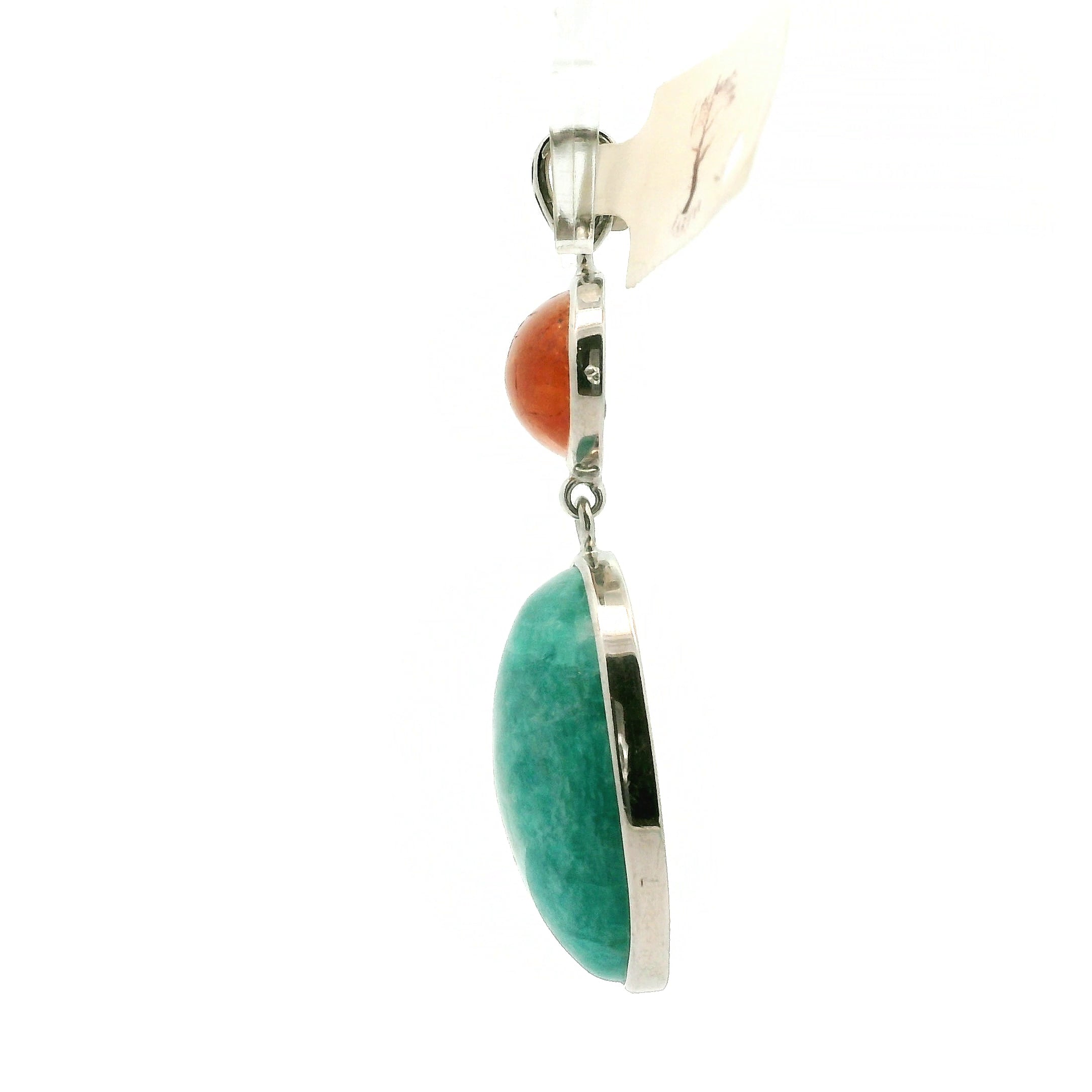 Amazonite & Hessonite Garnet Pendants .925 Silver for Manifesting Business and Career Success through Speaking