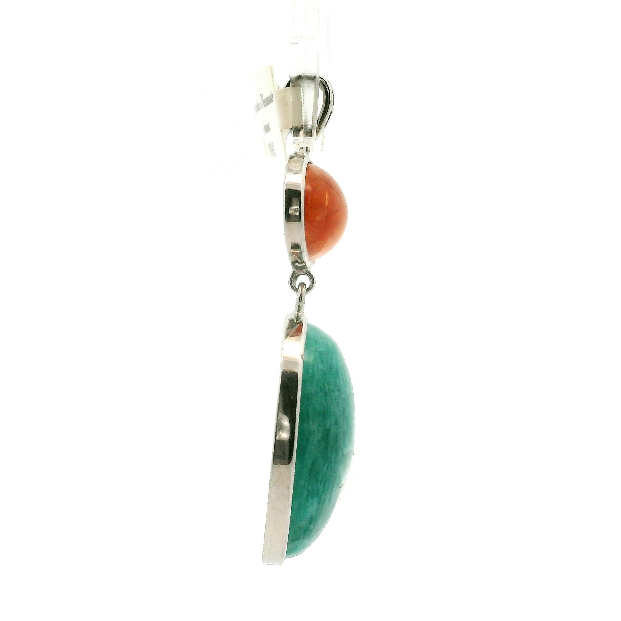 Amazonite & Hessonite Garnet Pendants .925 Silver for Manifesting Business and Career Success through Speaking