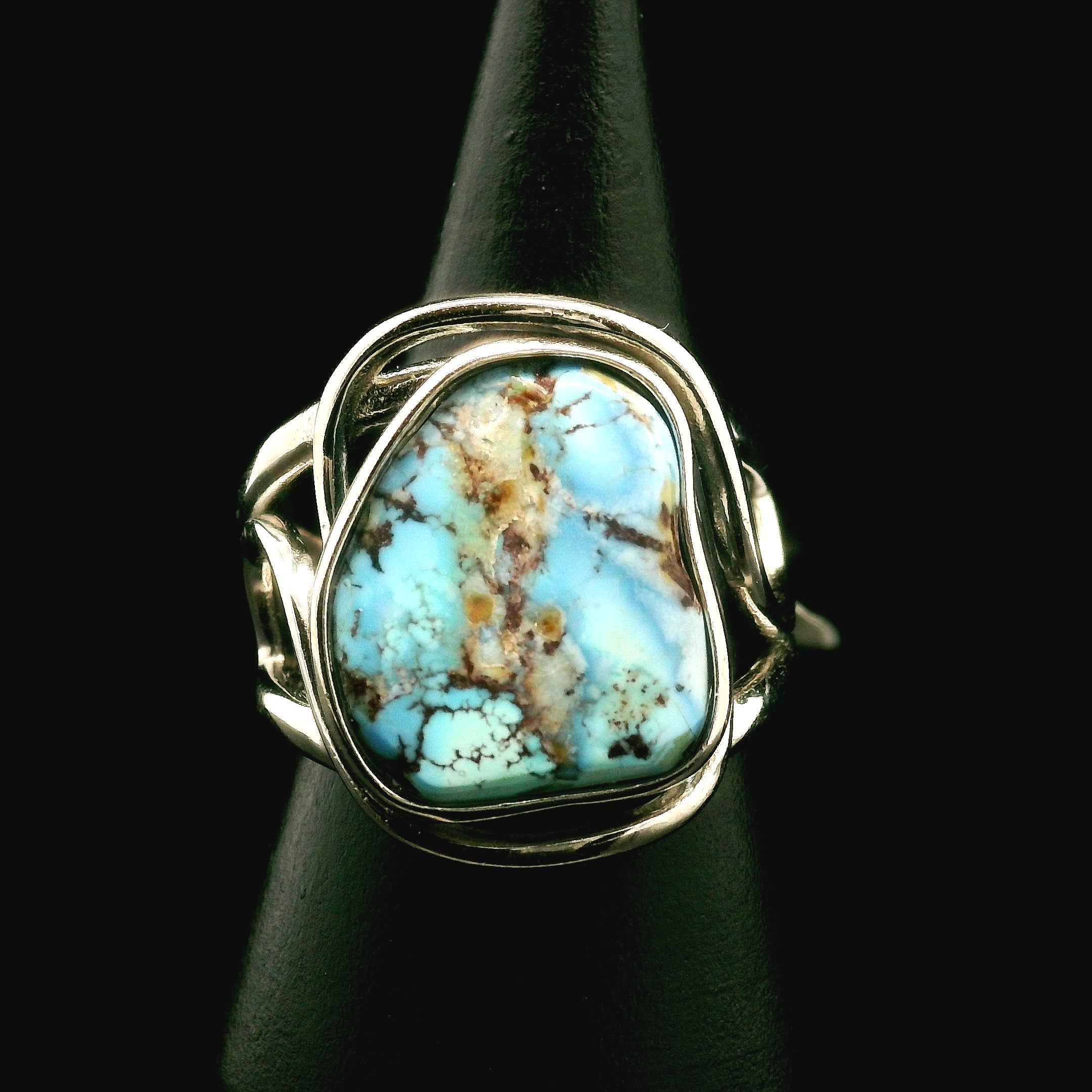 Golden Hills Turquoise Cuff Ring for Good Luck, Prosperity and Protection