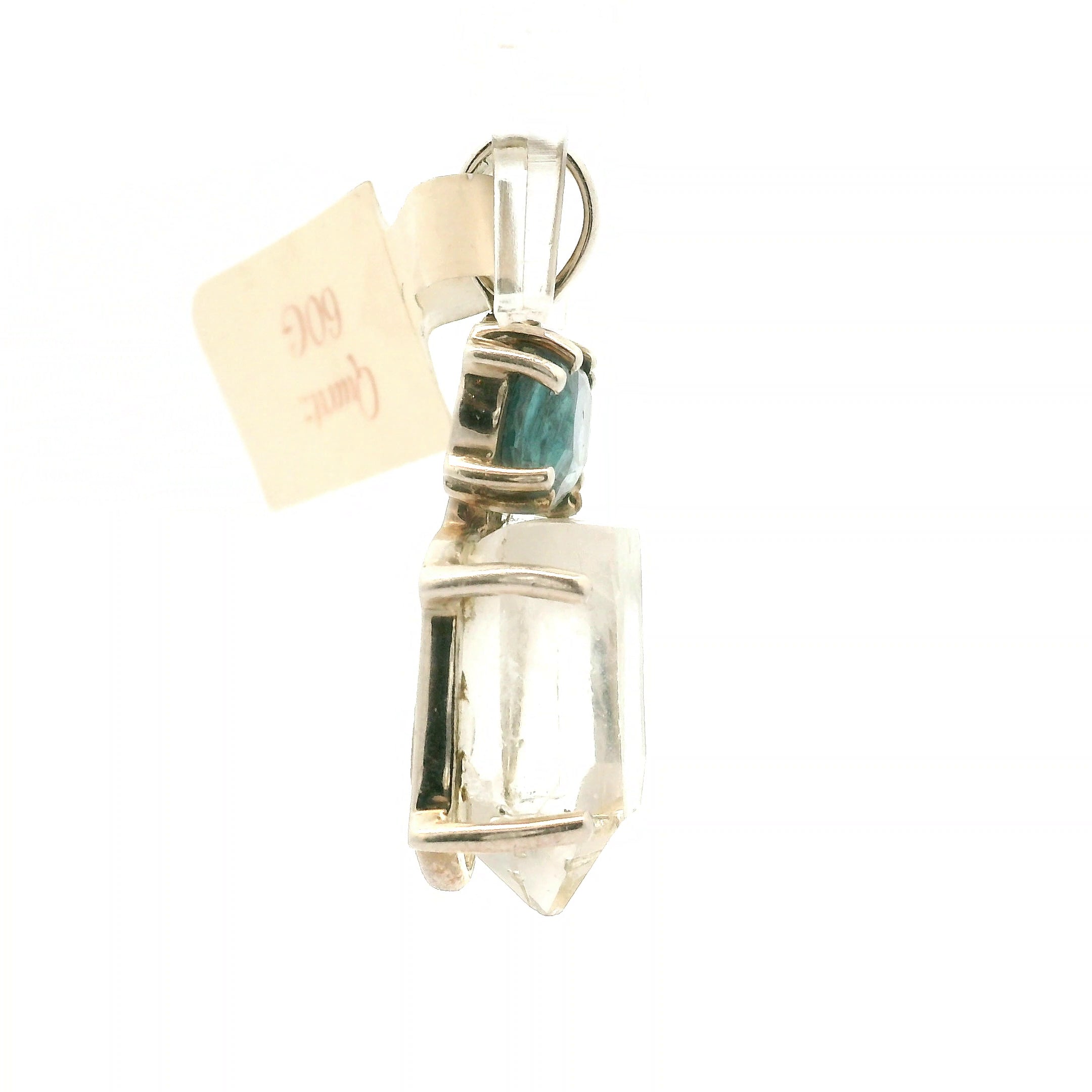 Clear Quartz with Kyanite Pendant .925 Silver for Healing, Intention Setting and Manifesting your Desires
