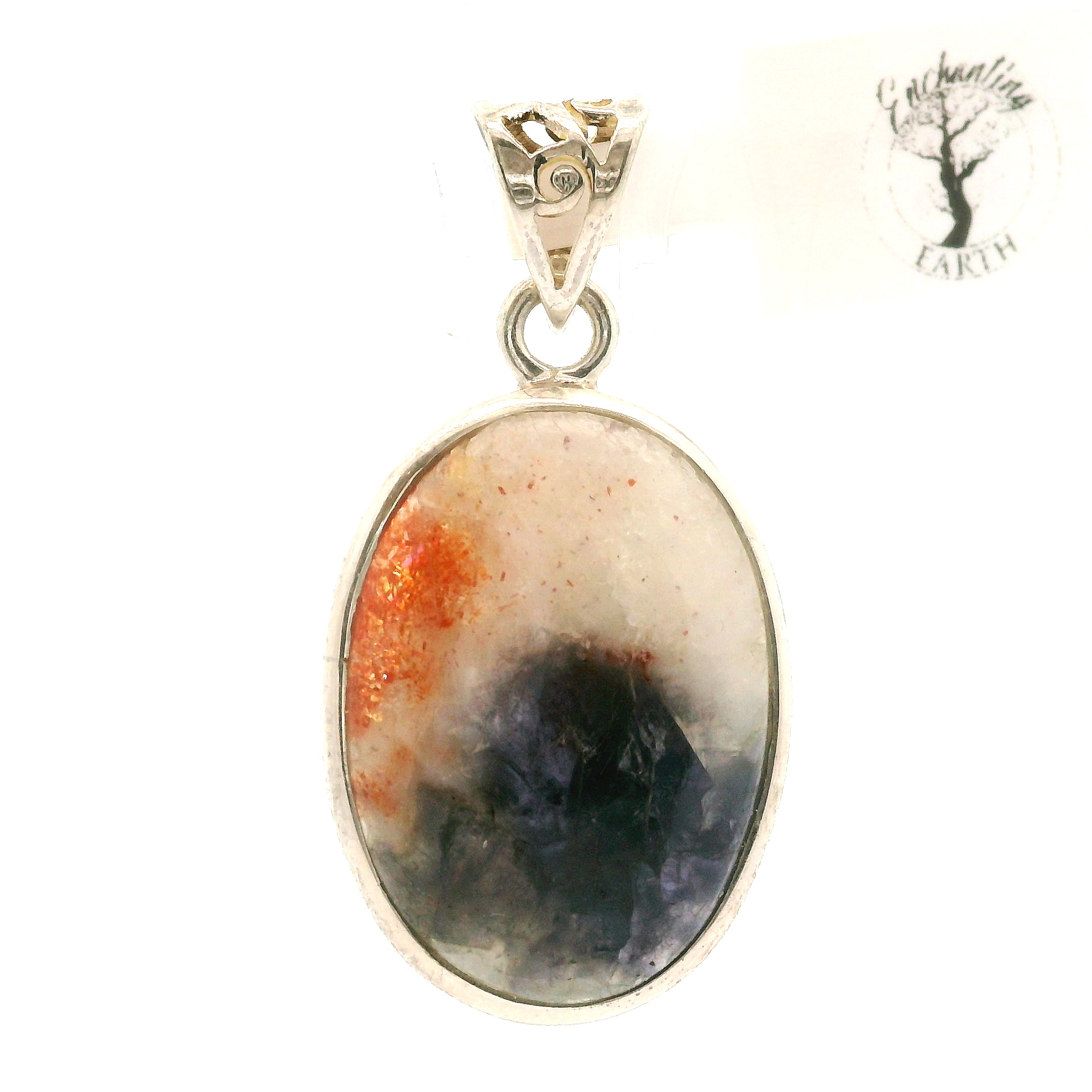 Iolite Sunstone Pendant .925 Silver for Confidence and Clear Vision