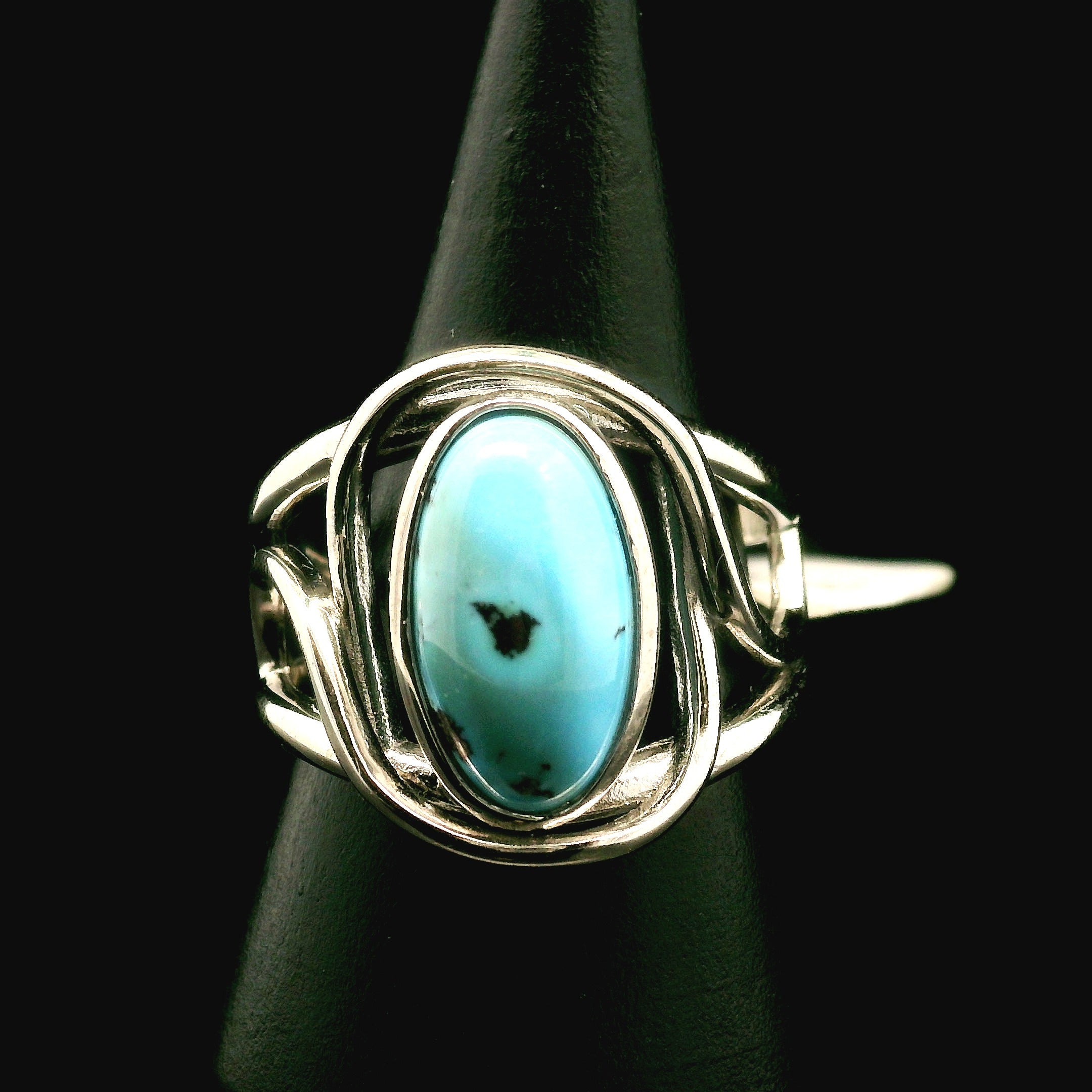 Golden Hill Turquoise Cuff Ring for Good Luck, Prosperity and Protection