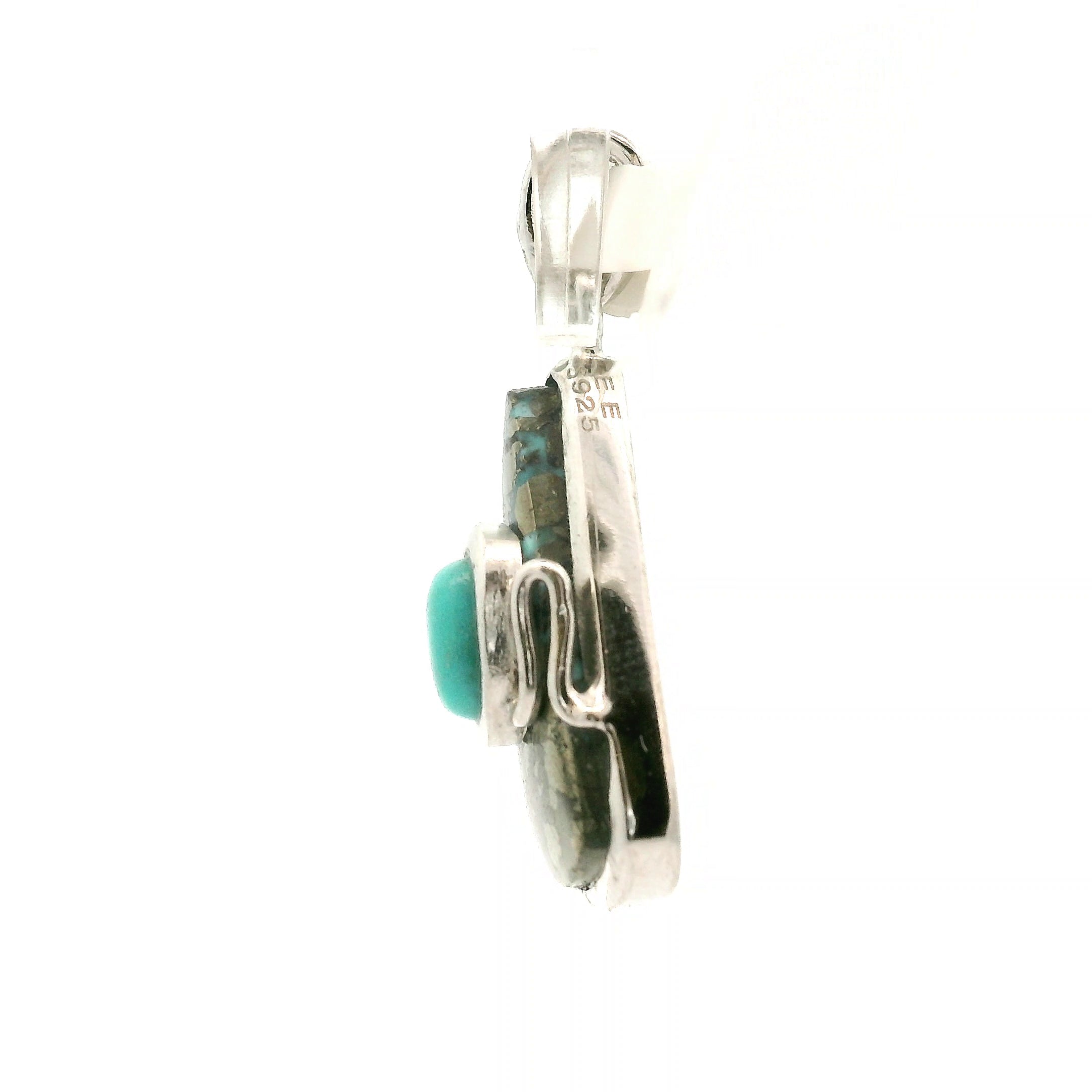 Turquoise Persian Tibetan Pendant for Good Luck, Prosperity and Protection