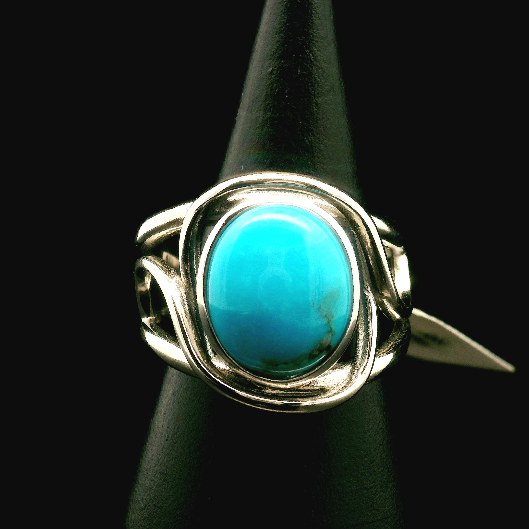 Kingman Turquoise Cuff Ring 925 Silver for Good Luck, Prosperity and Protection