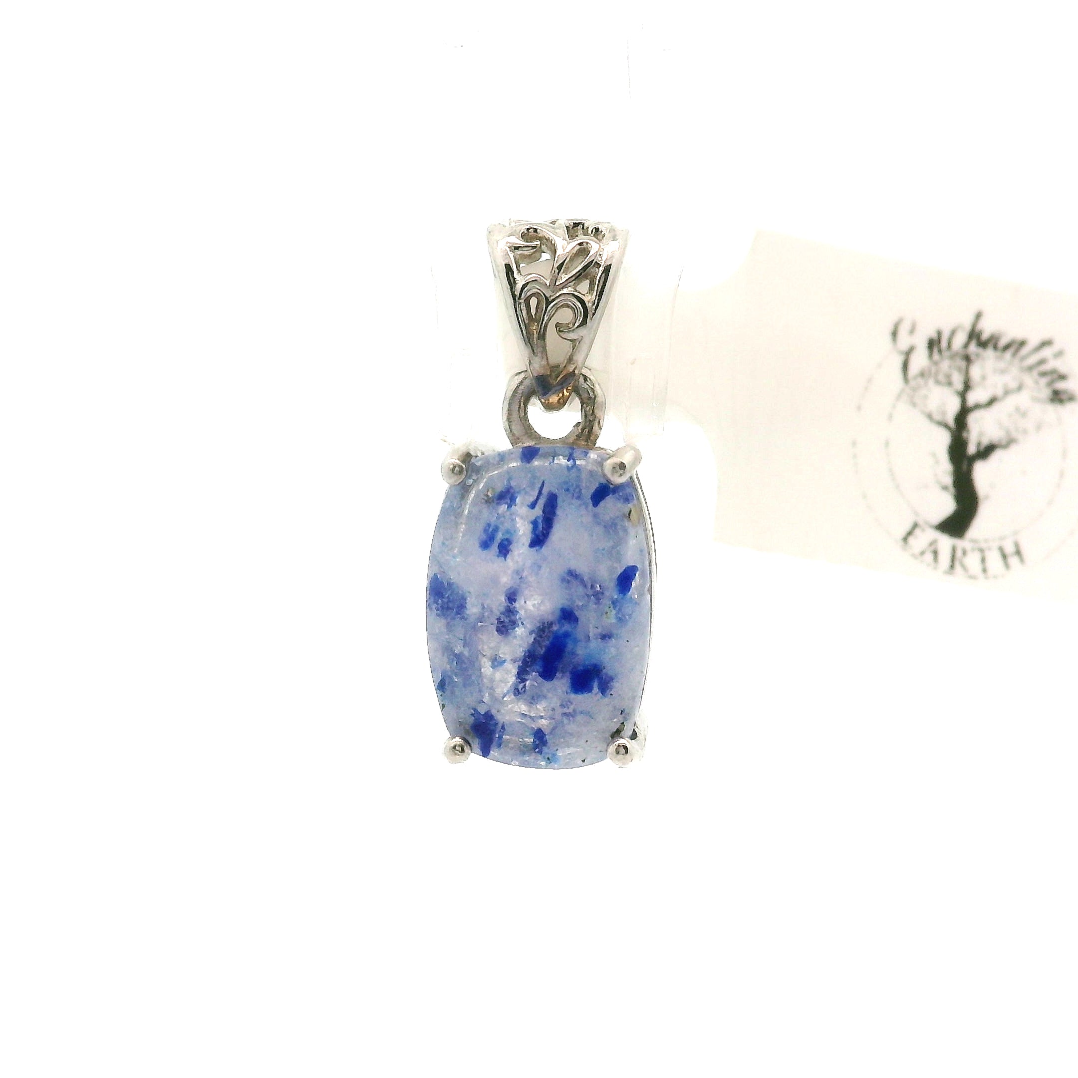 Lazulite Faceted Pendant .925 Silver for Dream Work, Meditation, Memory & Psychic Abilities