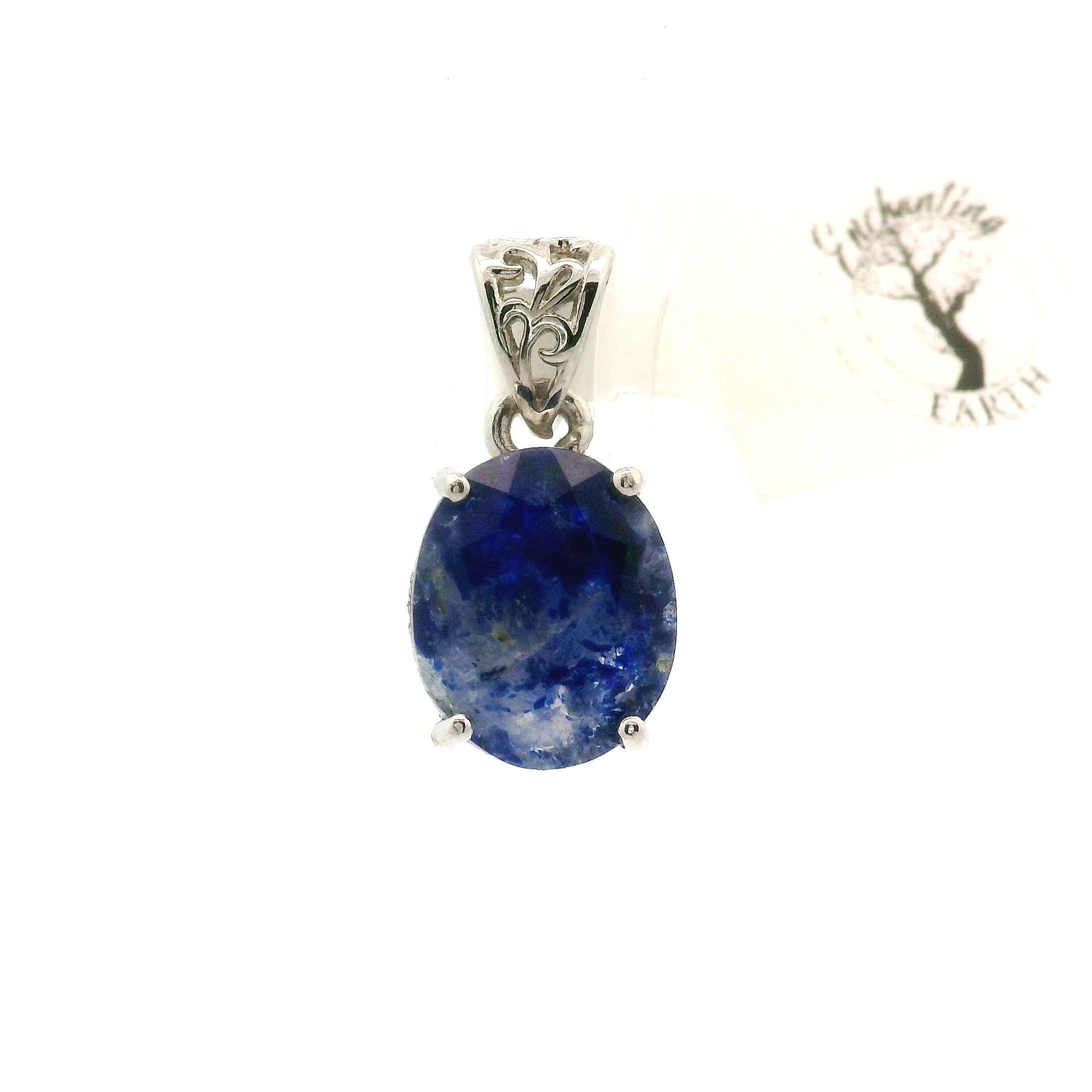 Lazulite Faceted Pendant .925 Silver for Dream Work, Meditation, Memory & Psychic Abilities