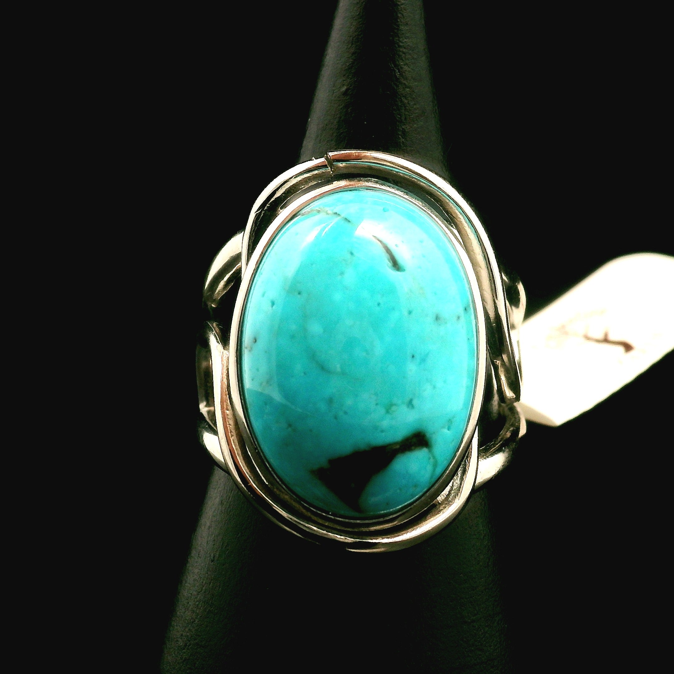 Kingman Turquoise Cuff Ring 925 Silver for Good Luck, Prosperity and Protection