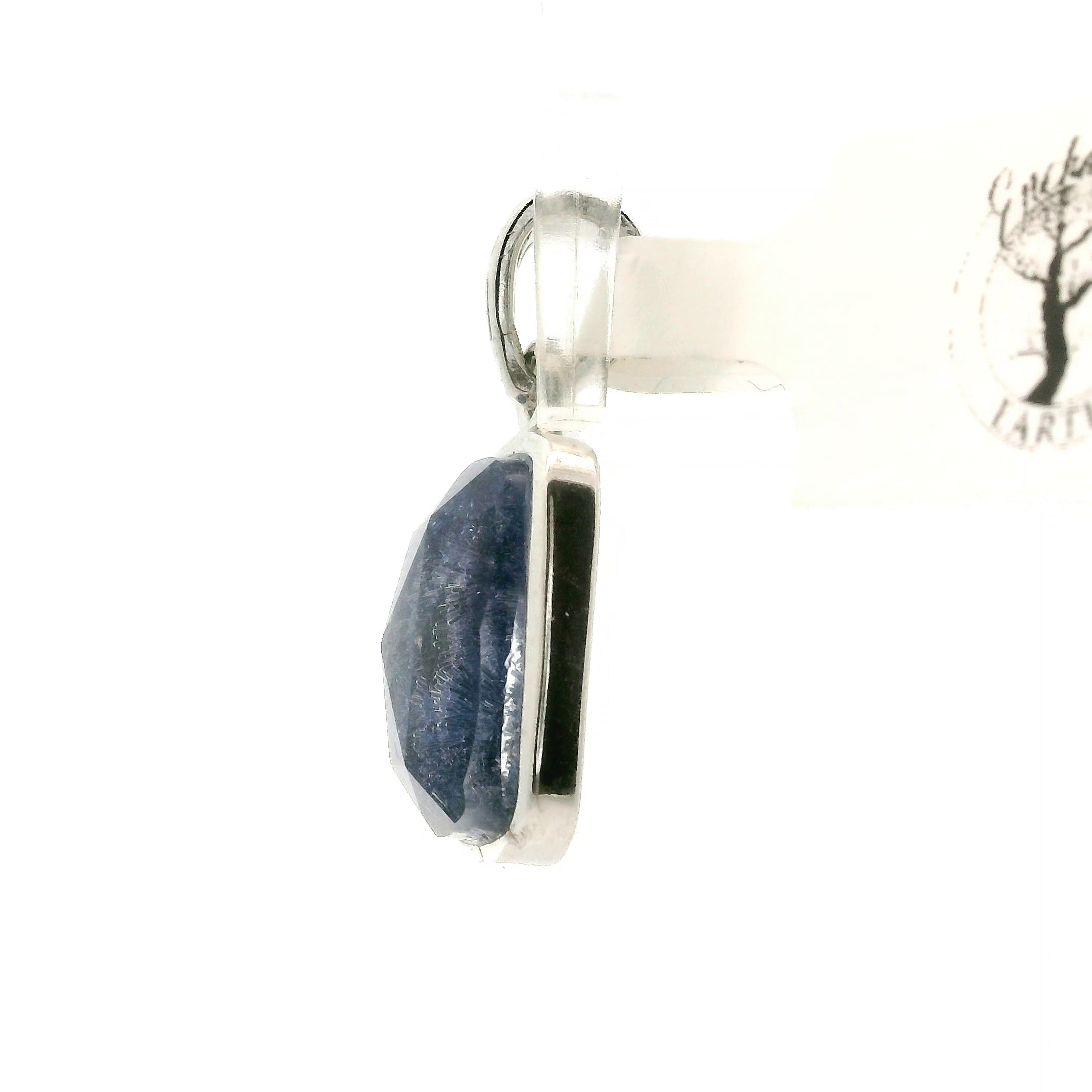 Dumortierite in Quartz Pendant .925 Silver for Hope, Improving Memory and New Ideas