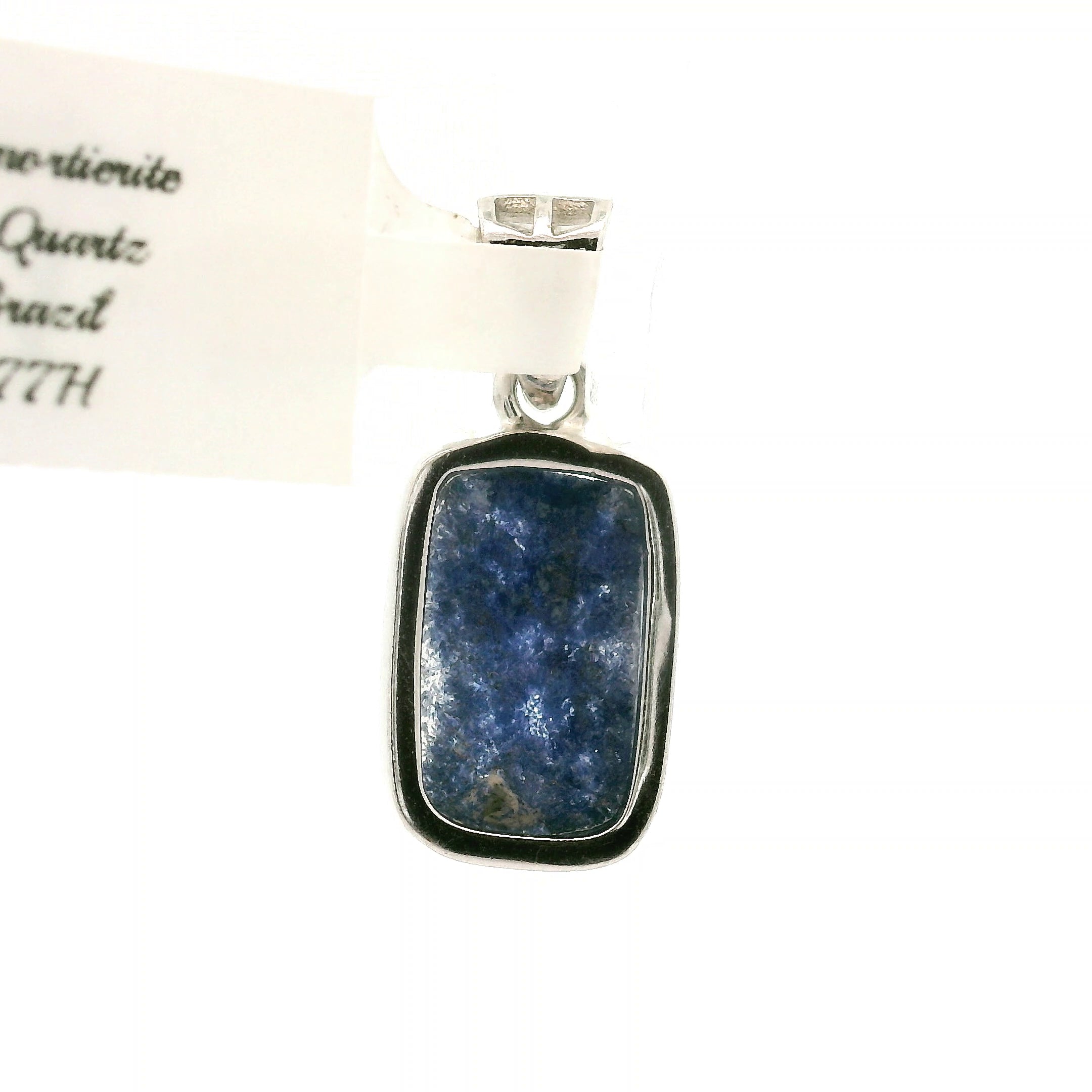 Dumortierite in Quartz Pendant .925 Silver for Hope, Improving Memory and New Ideas
