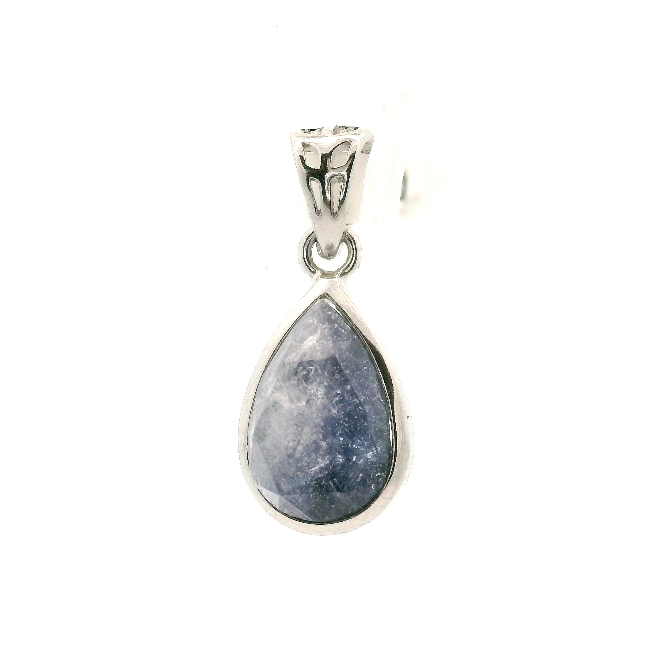 Dumortierite in Quartz Pendant .925 Silver for Hope, Improving Memory and New Ideas