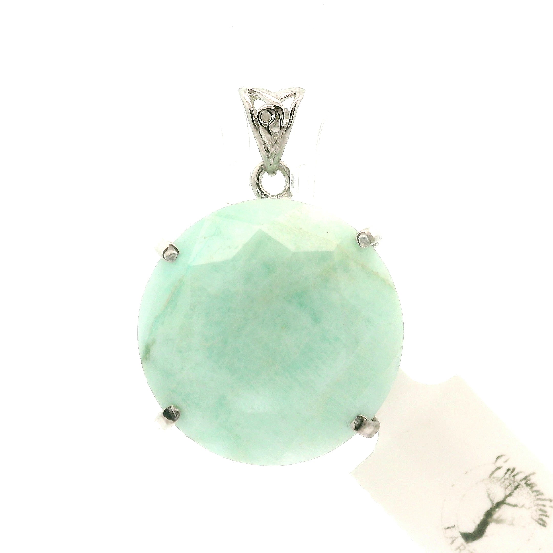 Amazonite Faceted Pendant .925 Silver for Communication, Harmony and Hope