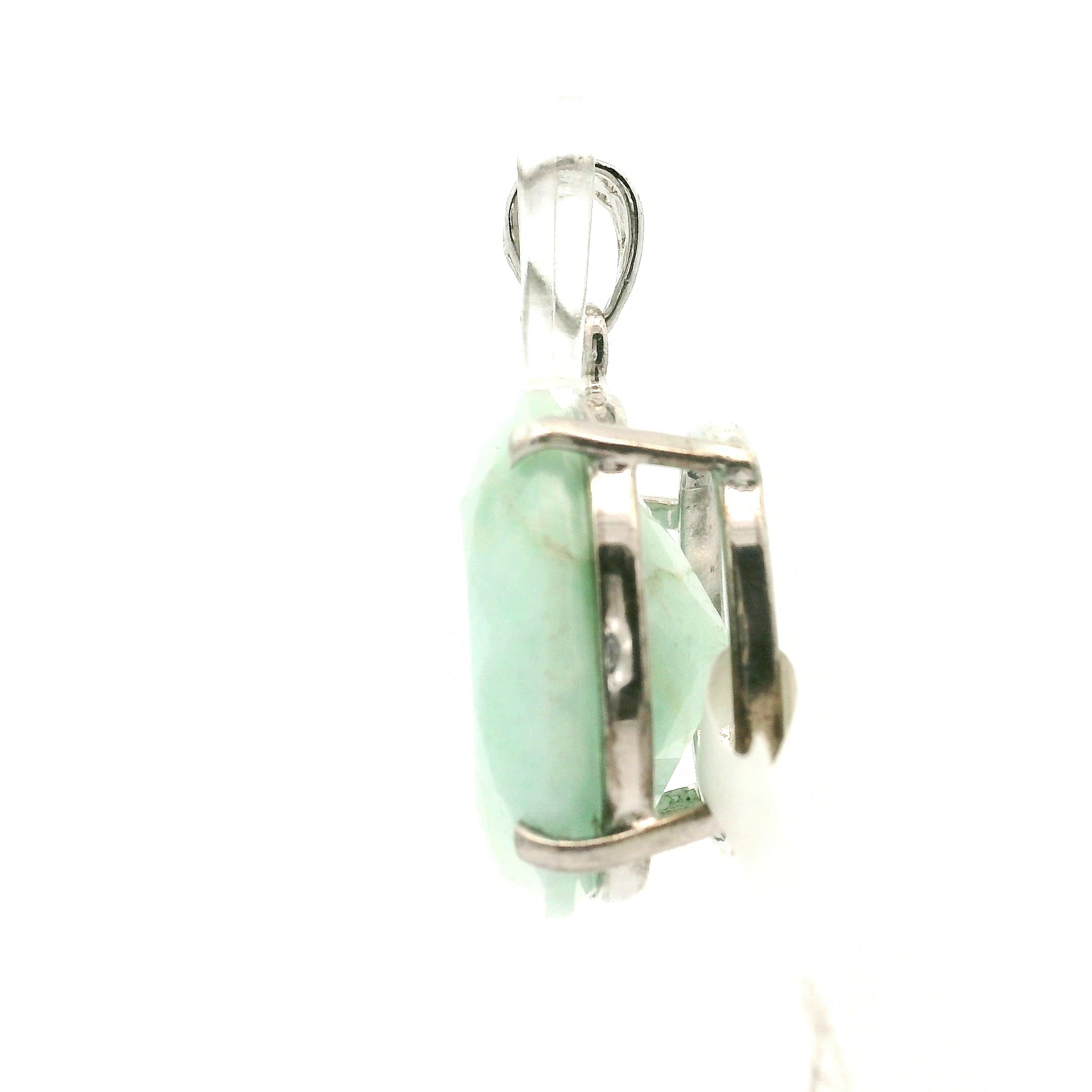 Amazonite Faceted Pendant .925 Silver for Communication, Harmony and Hope