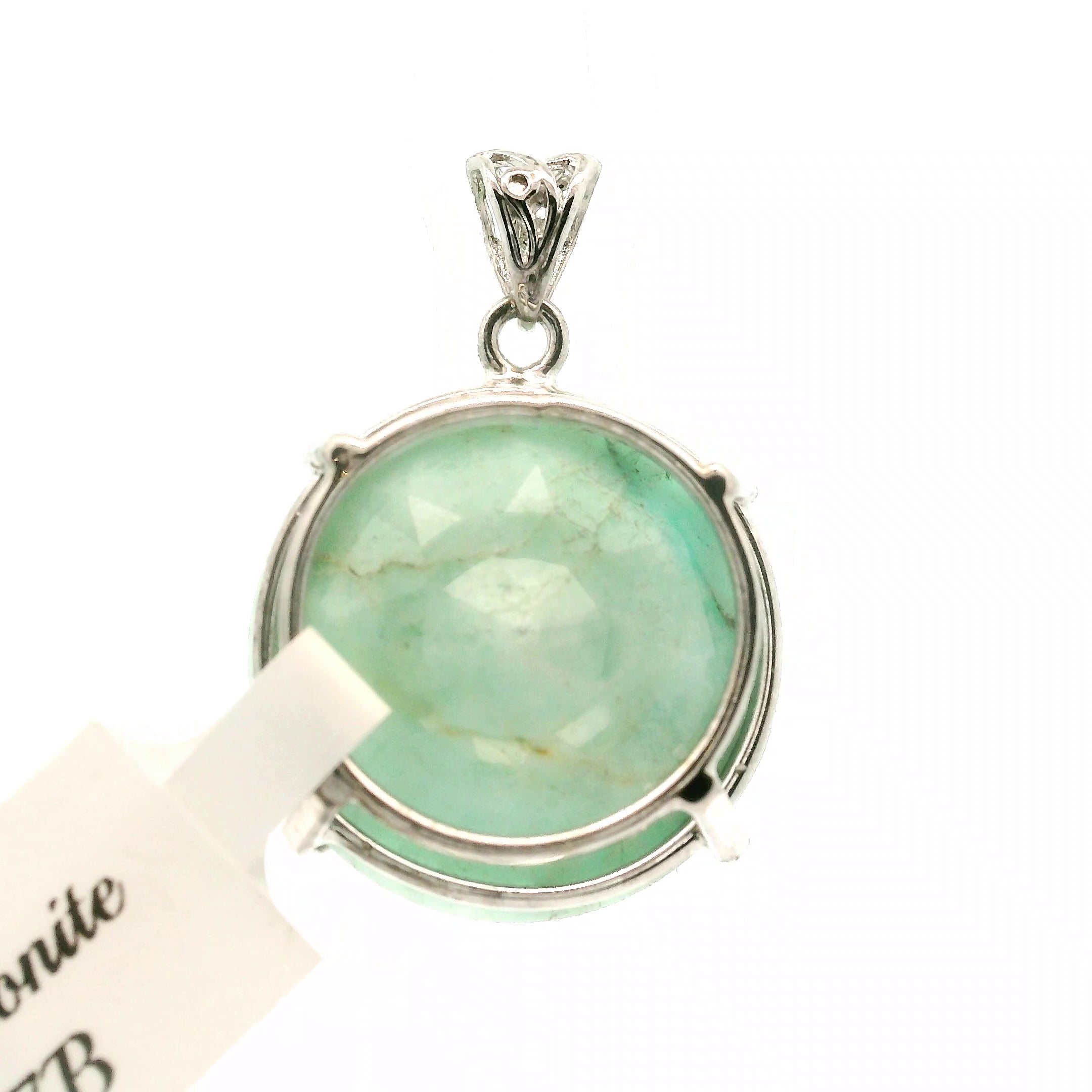 Amazonite Faceted Pendant .925 Silver for Communication, Harmony and Hope
