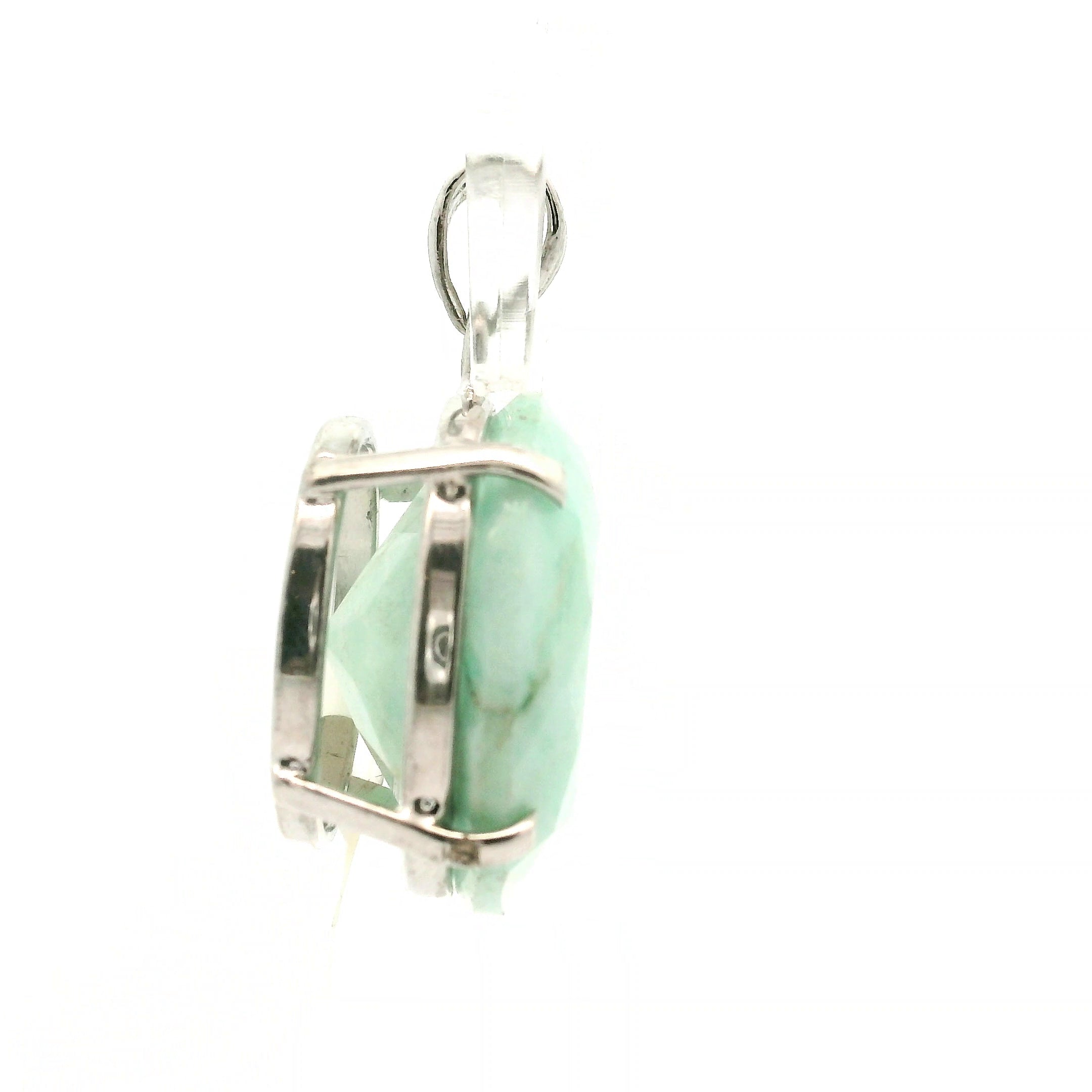 Amazonite Faceted Pendant .925 Silver for Communication, Harmony and Hope