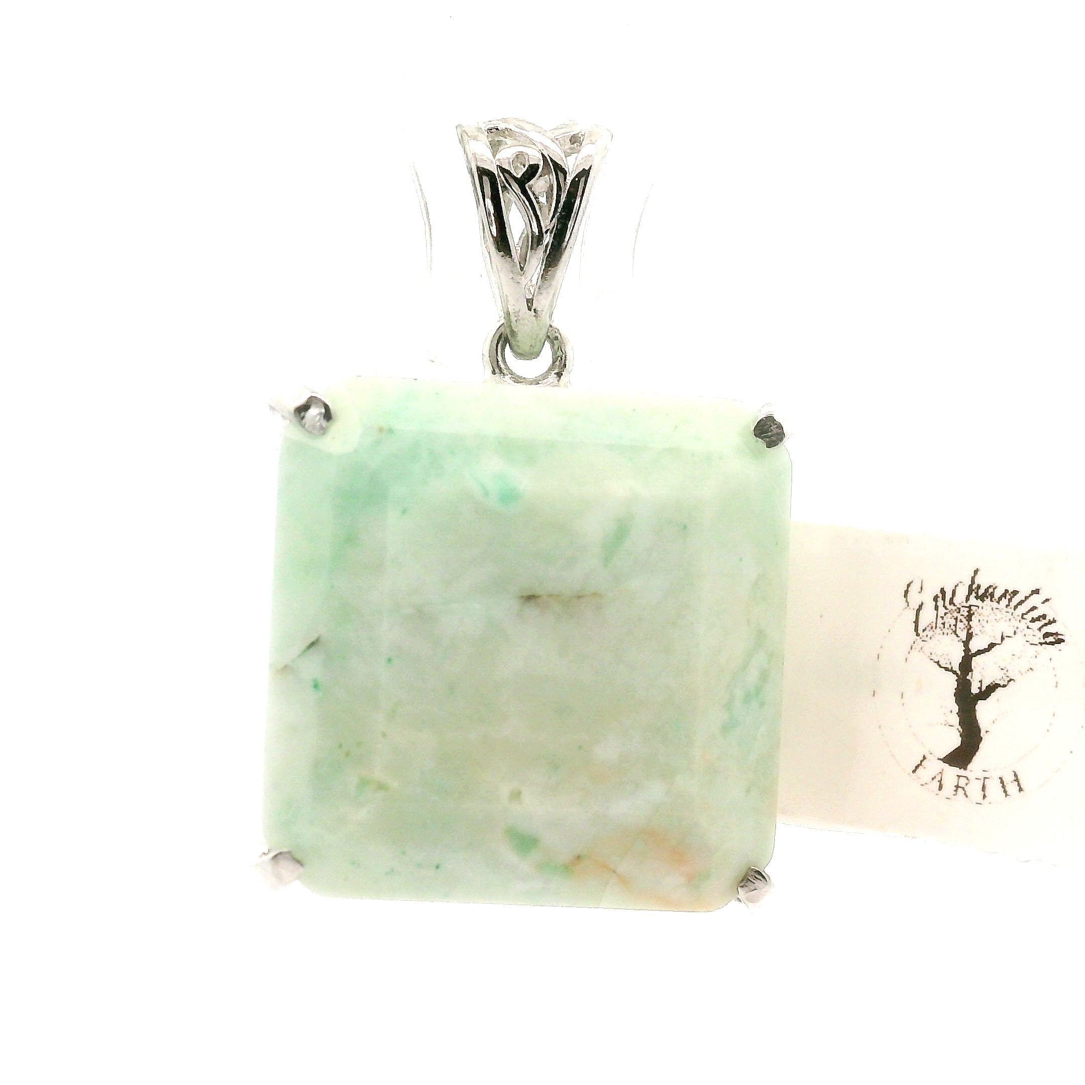 Amazonite Faceted Pendant .925 Silver for Communication, Harmony and Hope