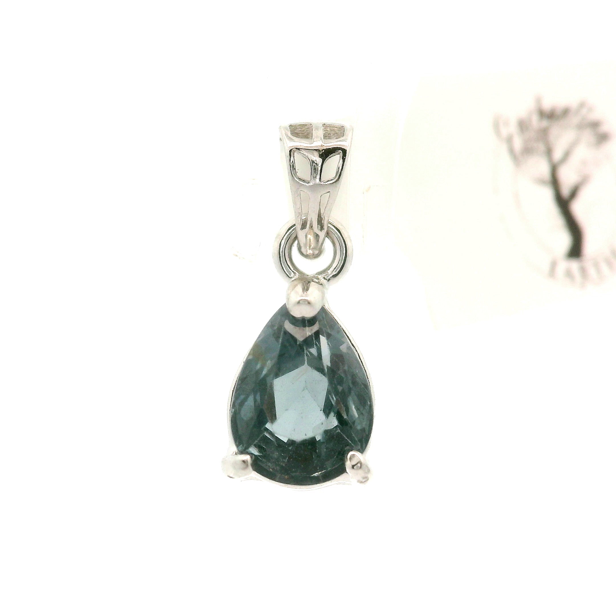Blue Grey Spinel Pendant .925 Silver for Mystery and Intuition