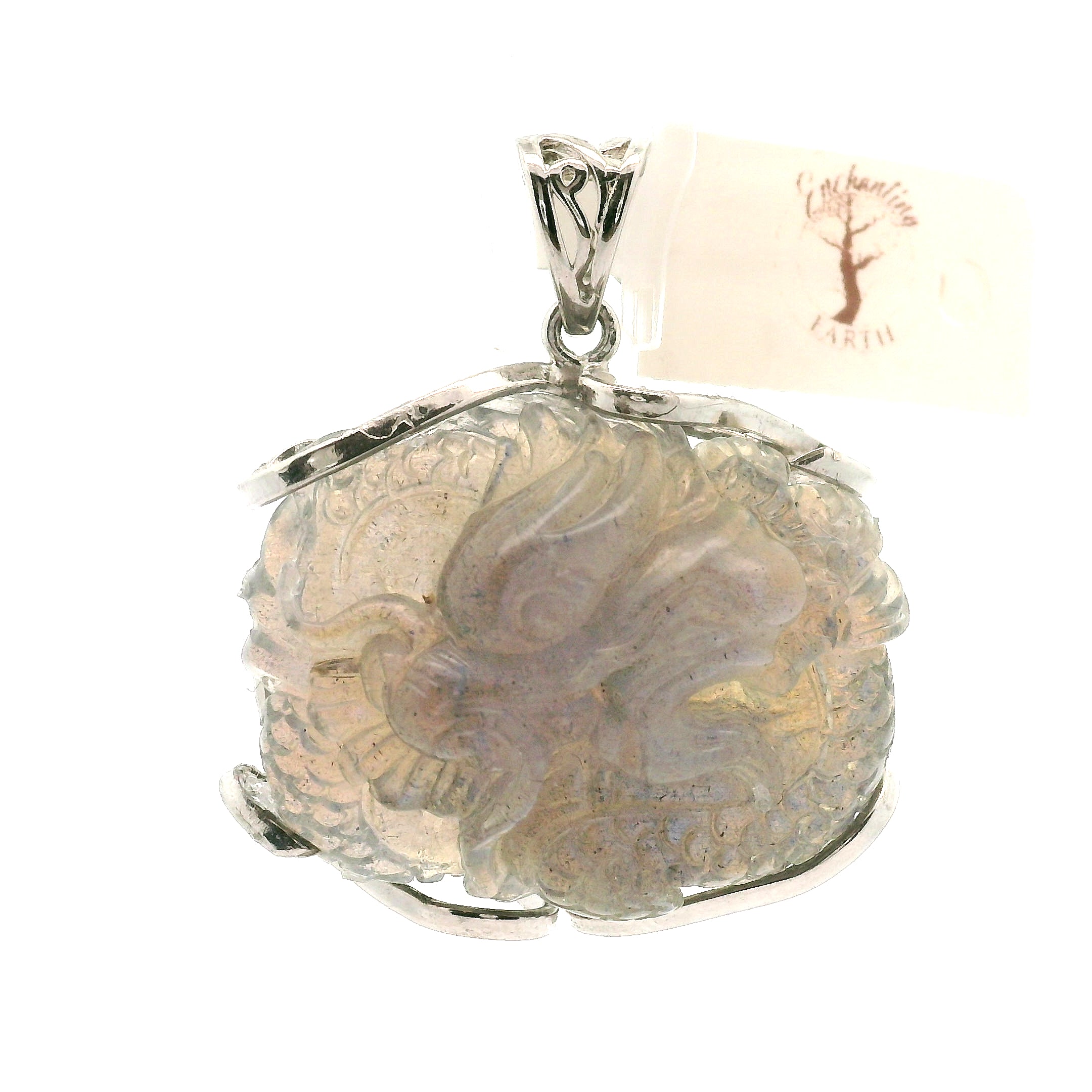 Labradorite Dragon Pendant .925 Silver for Protection and Guidance