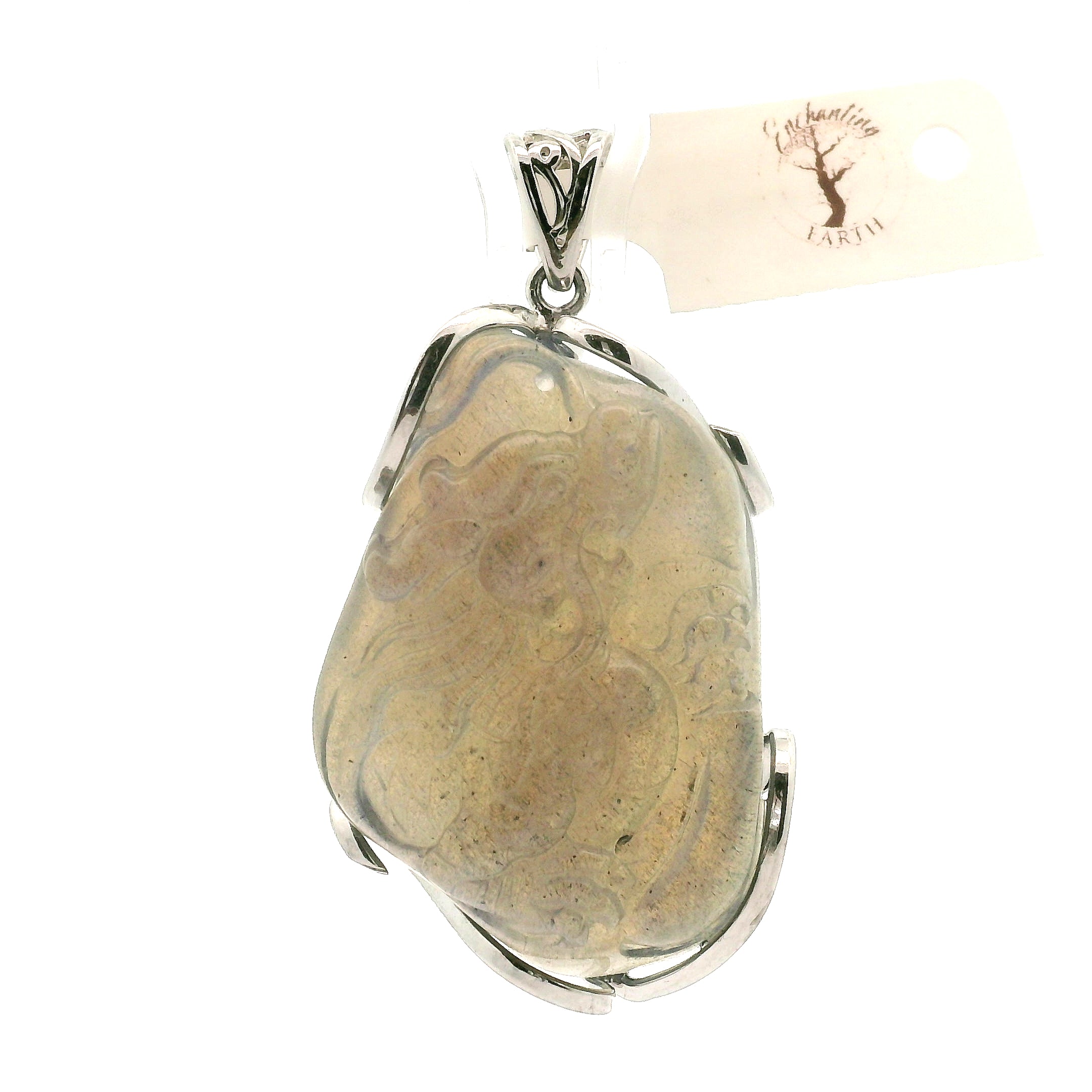 Labradorite Dragon Pendant .925 Silver for Protection and Guidance