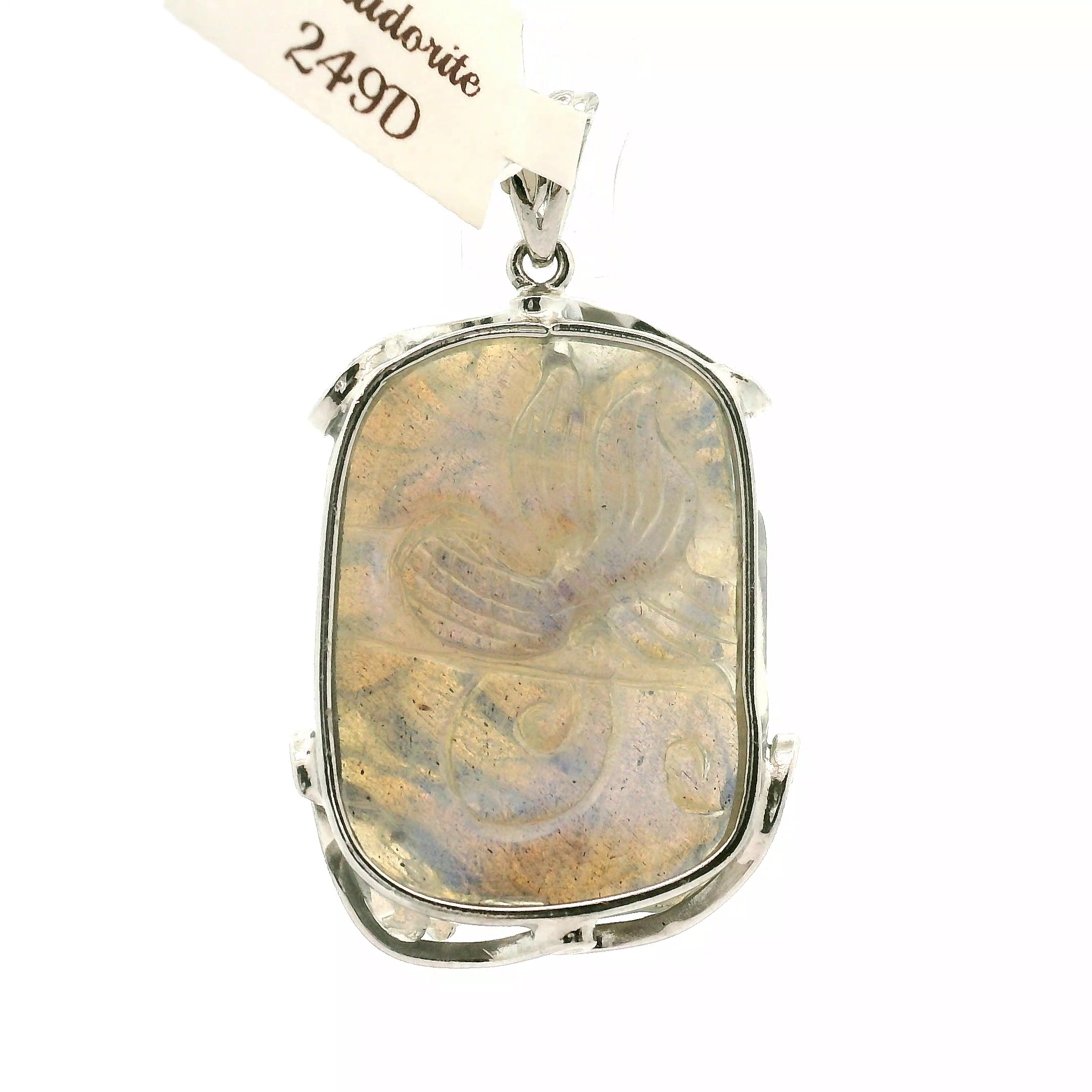 Labradorite Dragon Pendant .925 Silver for Protection and Guidance